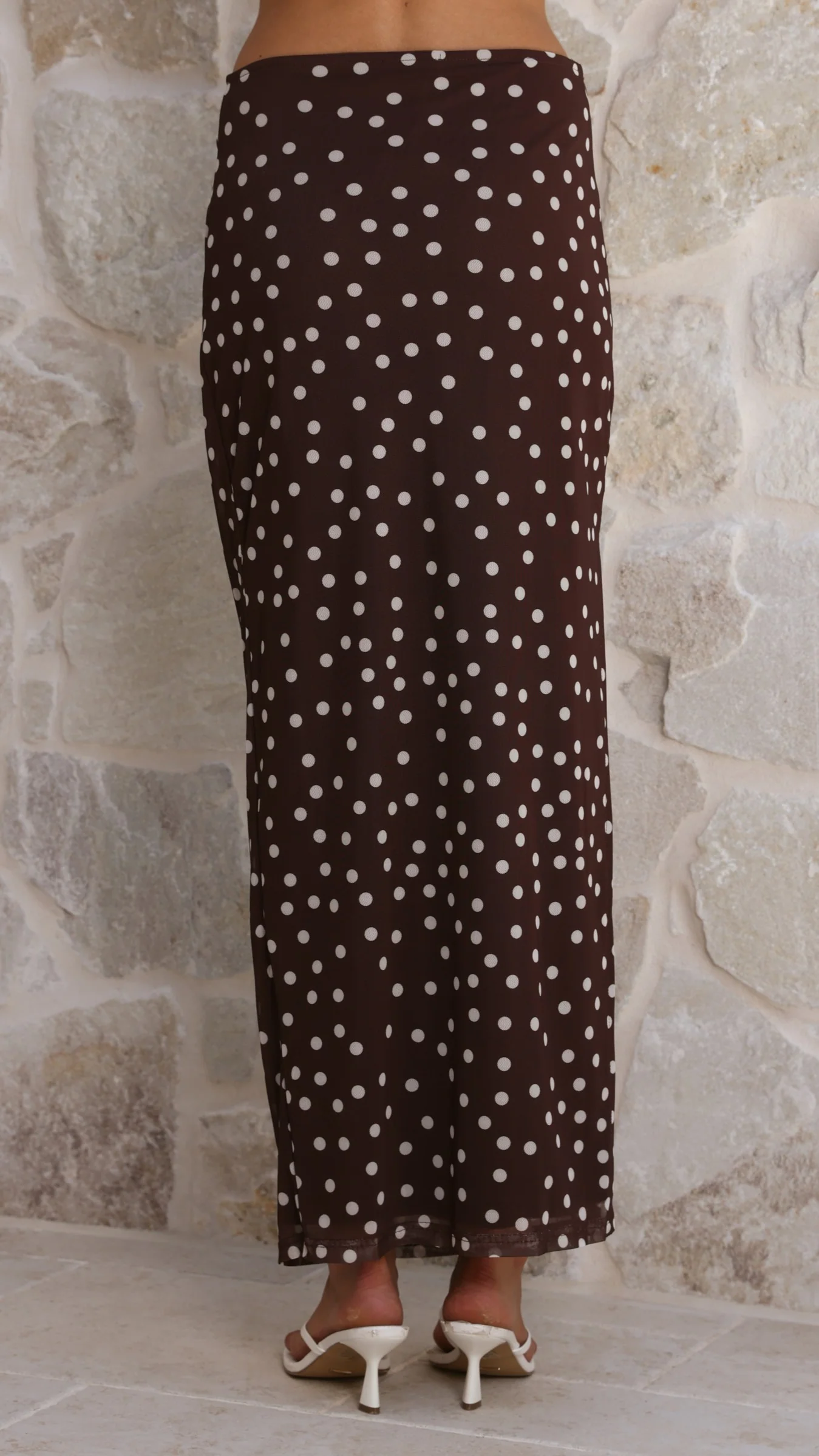 Janika Maxi Skirt - Chocolate/White Polka Dot - Image 8