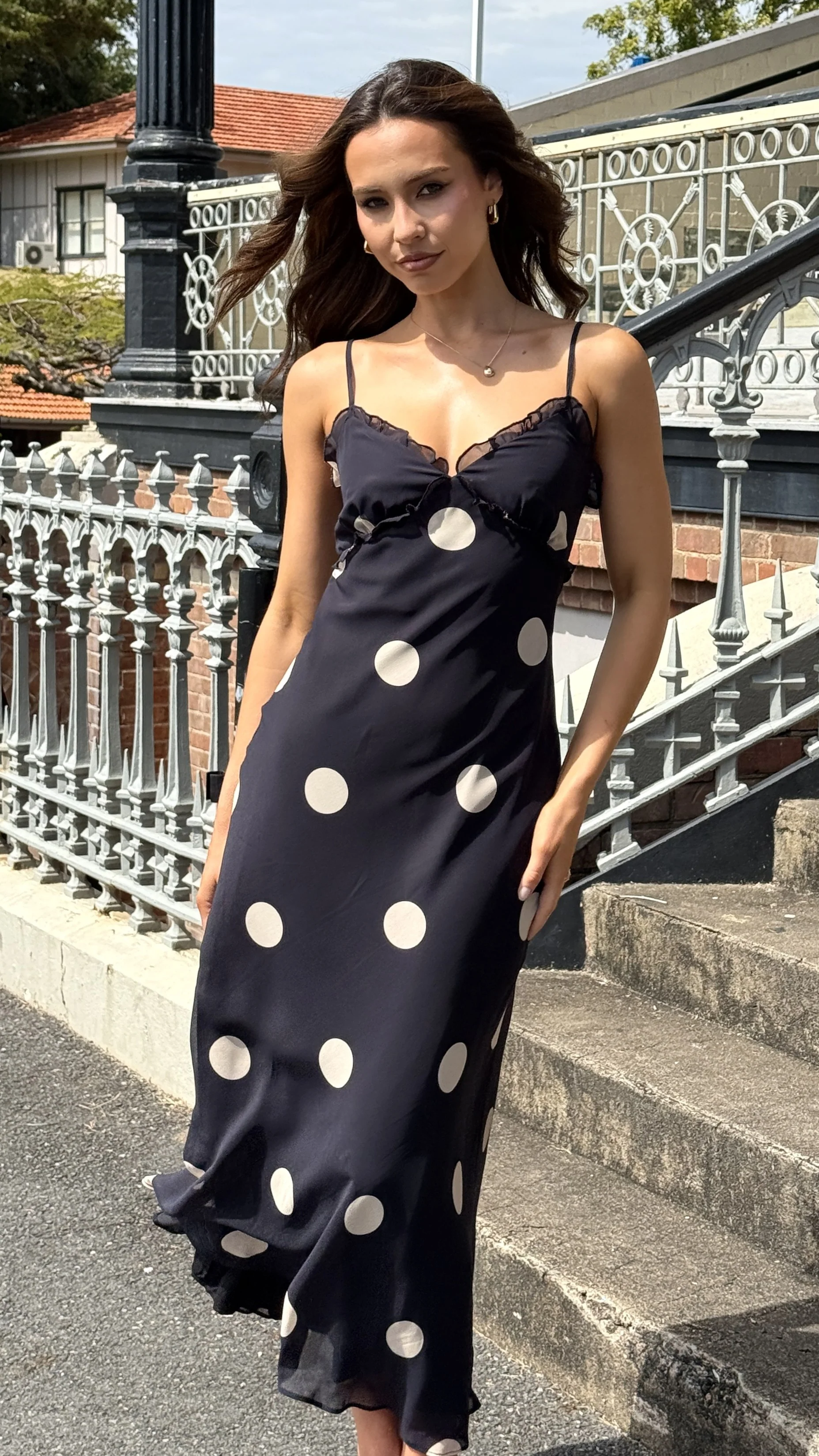 Jianna Maxi Dress - Black/Cream Polka - Image 11