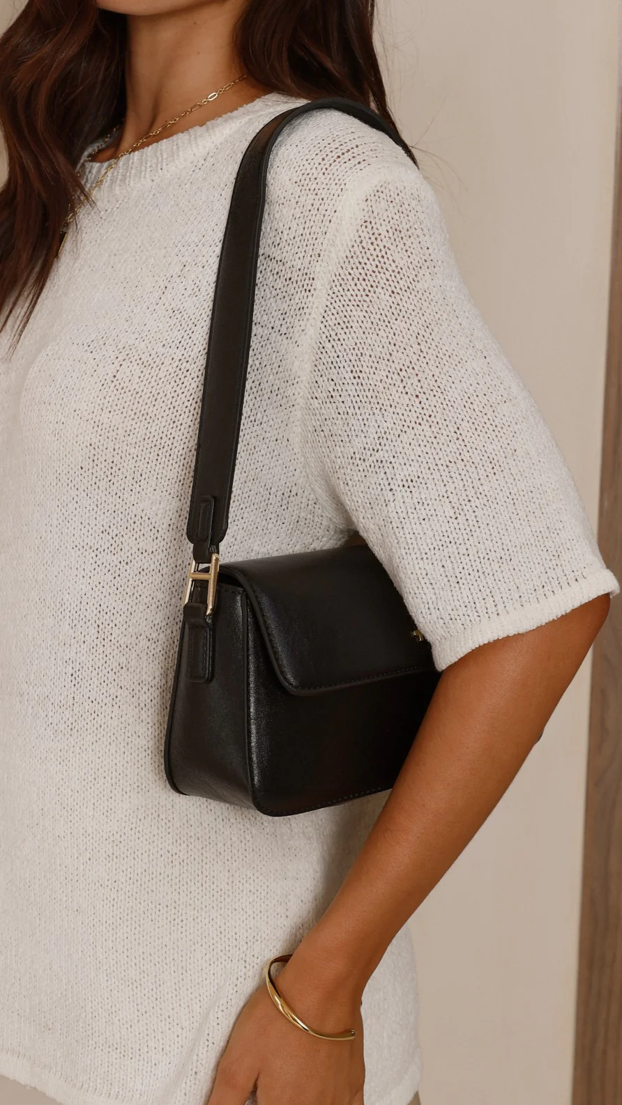 Jocelyn Shoulder Bag - Black PU - Image 2