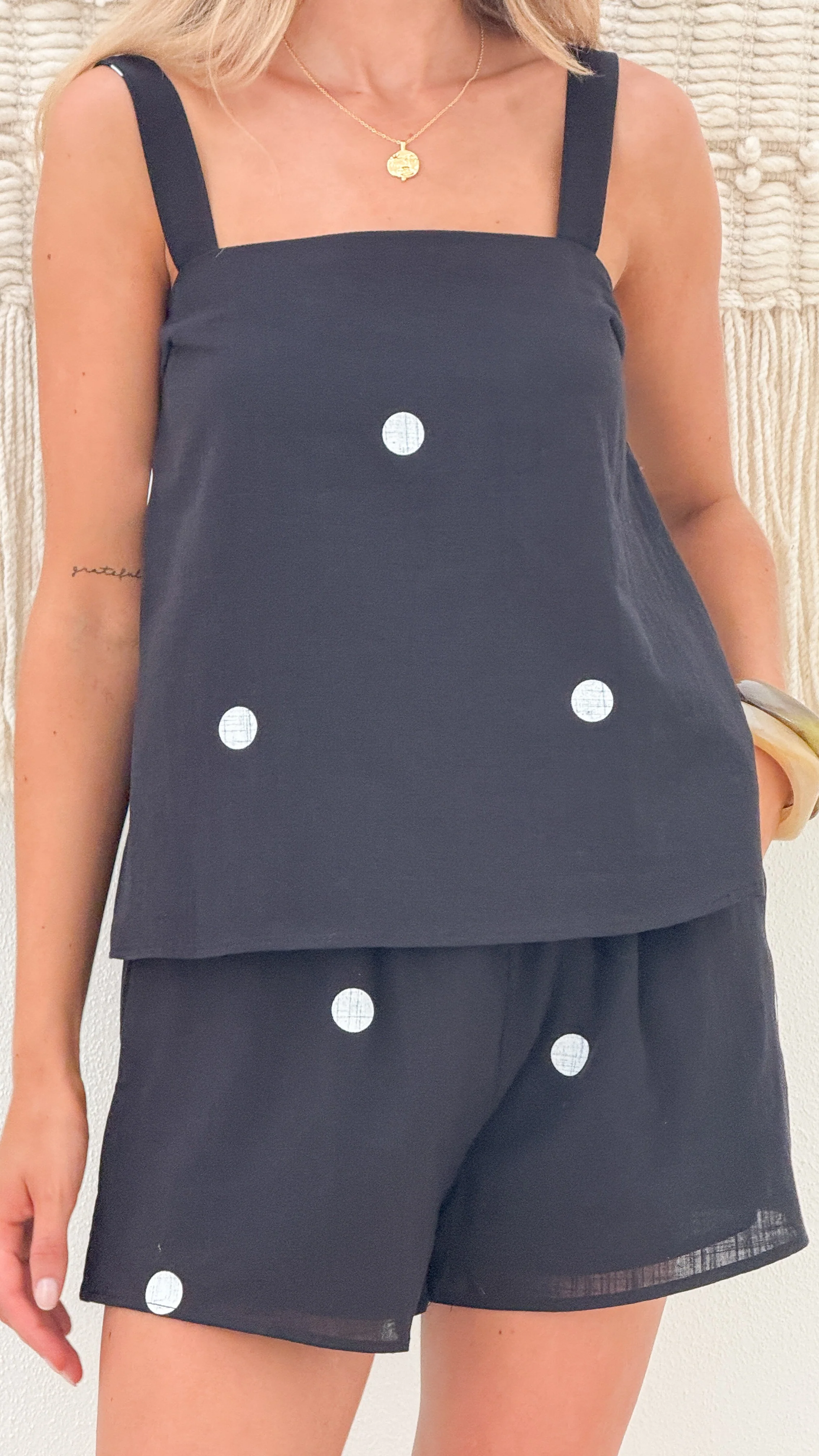 Jorja Top and Shorts Set - Black Polka - Image 4