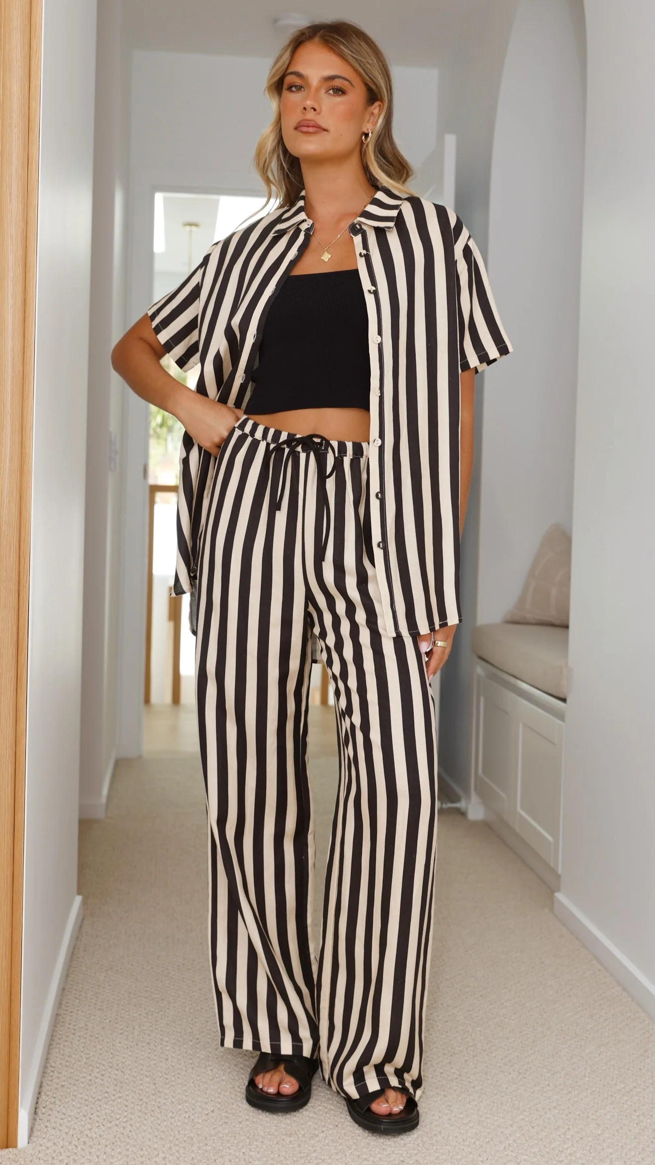 Josie Pants - Black/Beige Stripe - Image 11