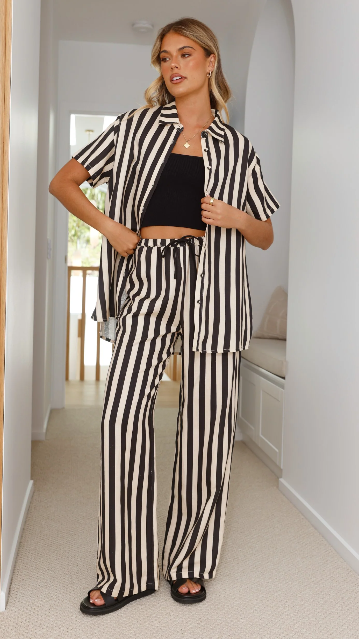 Josie Pants - Black/Beige Stripe - Image 18