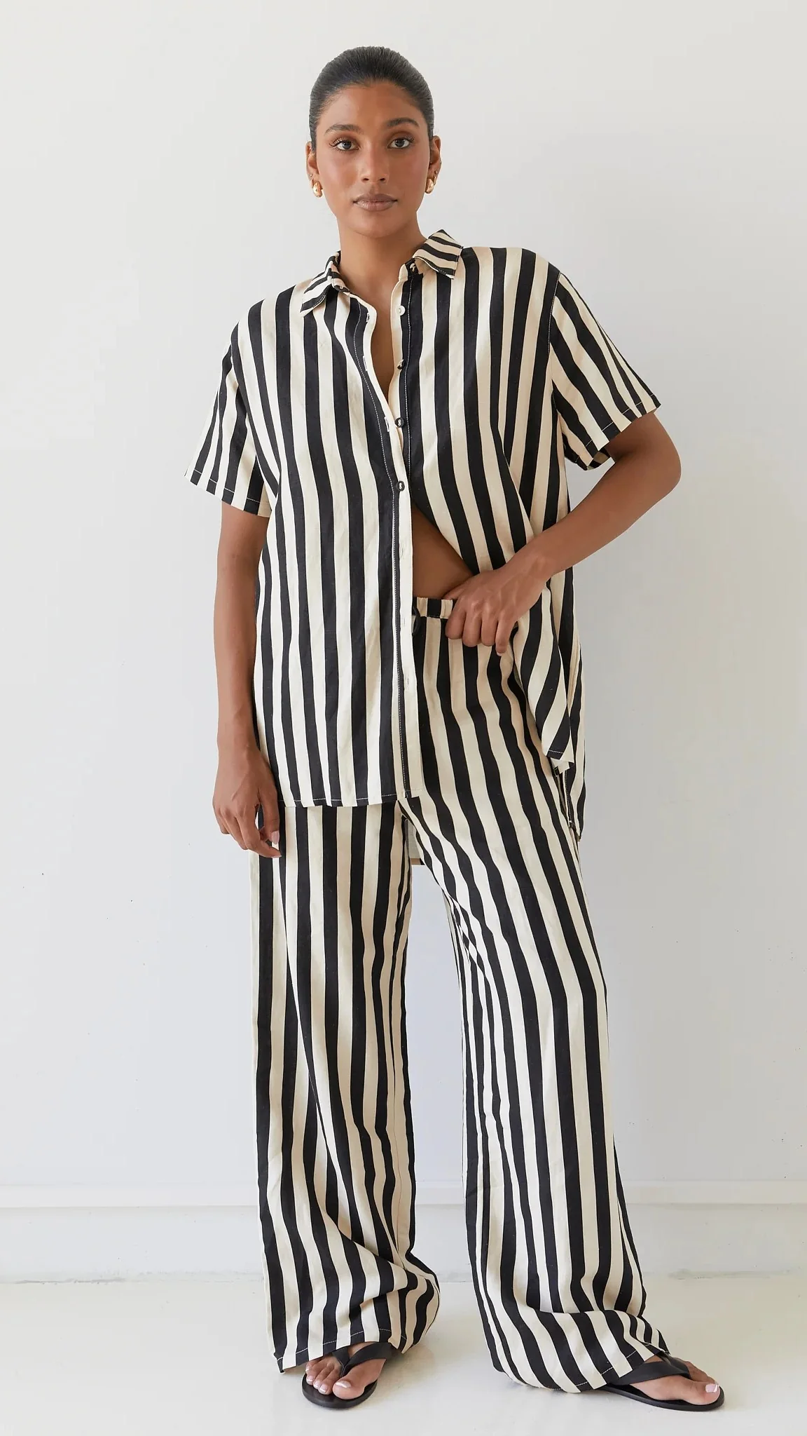 Josie Pants - Black/Beige Stripe - Image 4