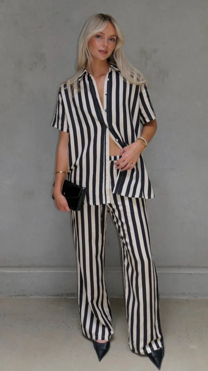Josie Pants - Black/Beige Stripe - Image 5