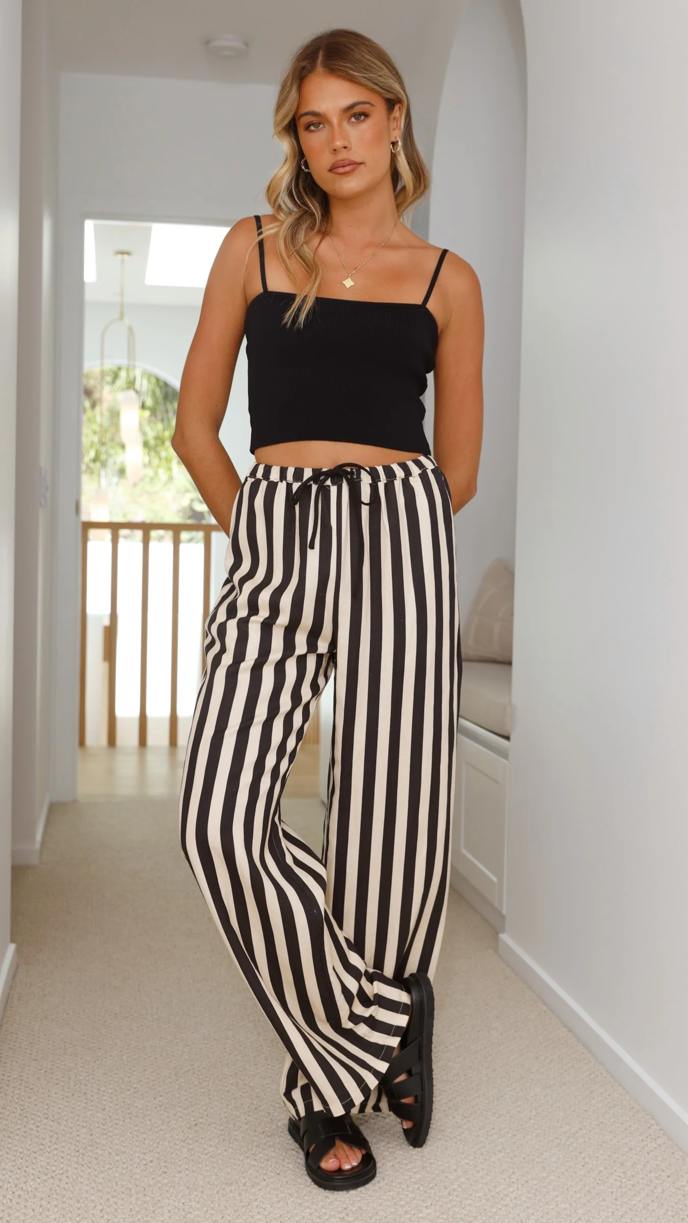 Josie Pants - Black/Beige Stripe - Image 7