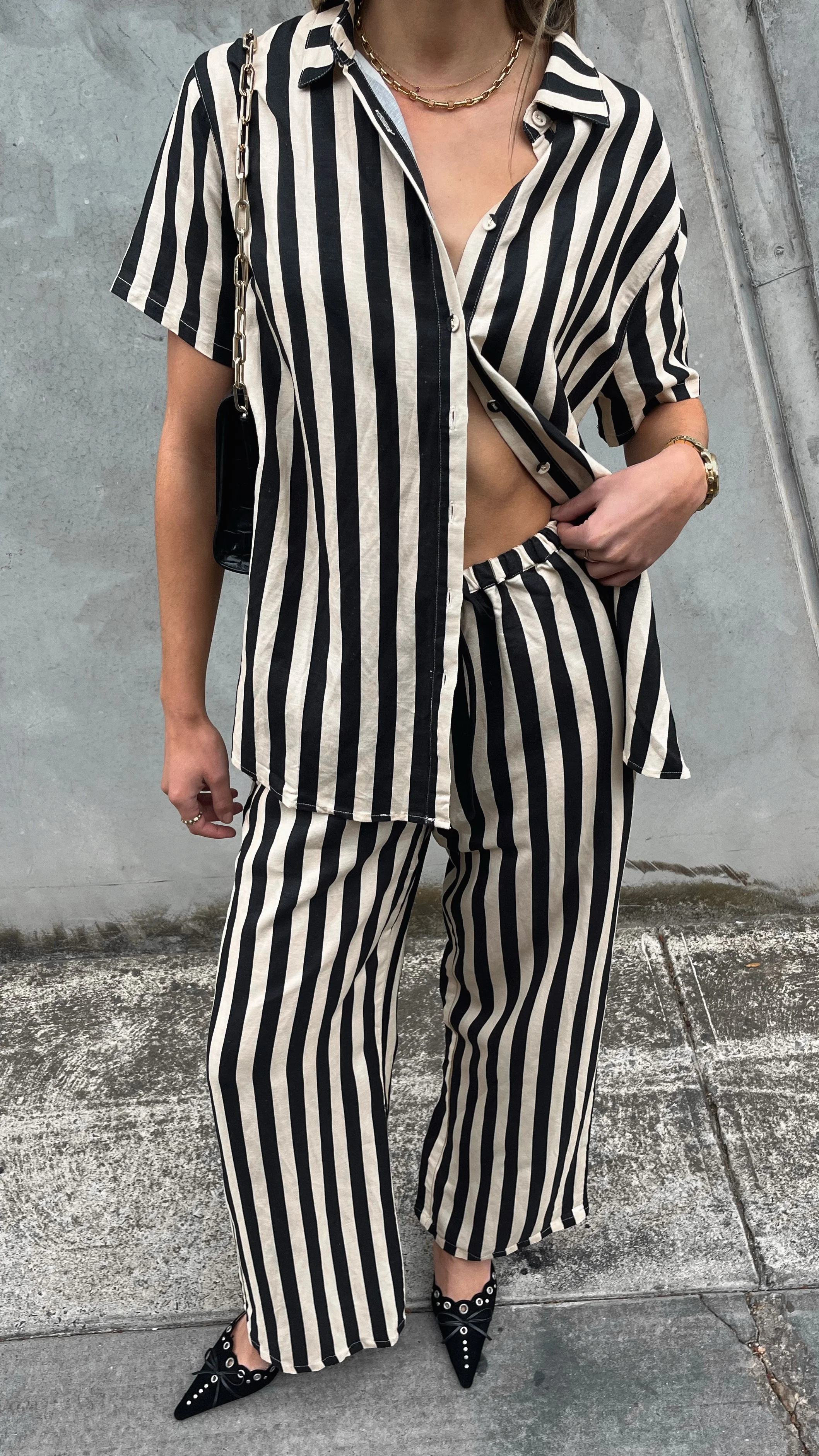 Josie Pants - Black/Beige Stripe - Image 8