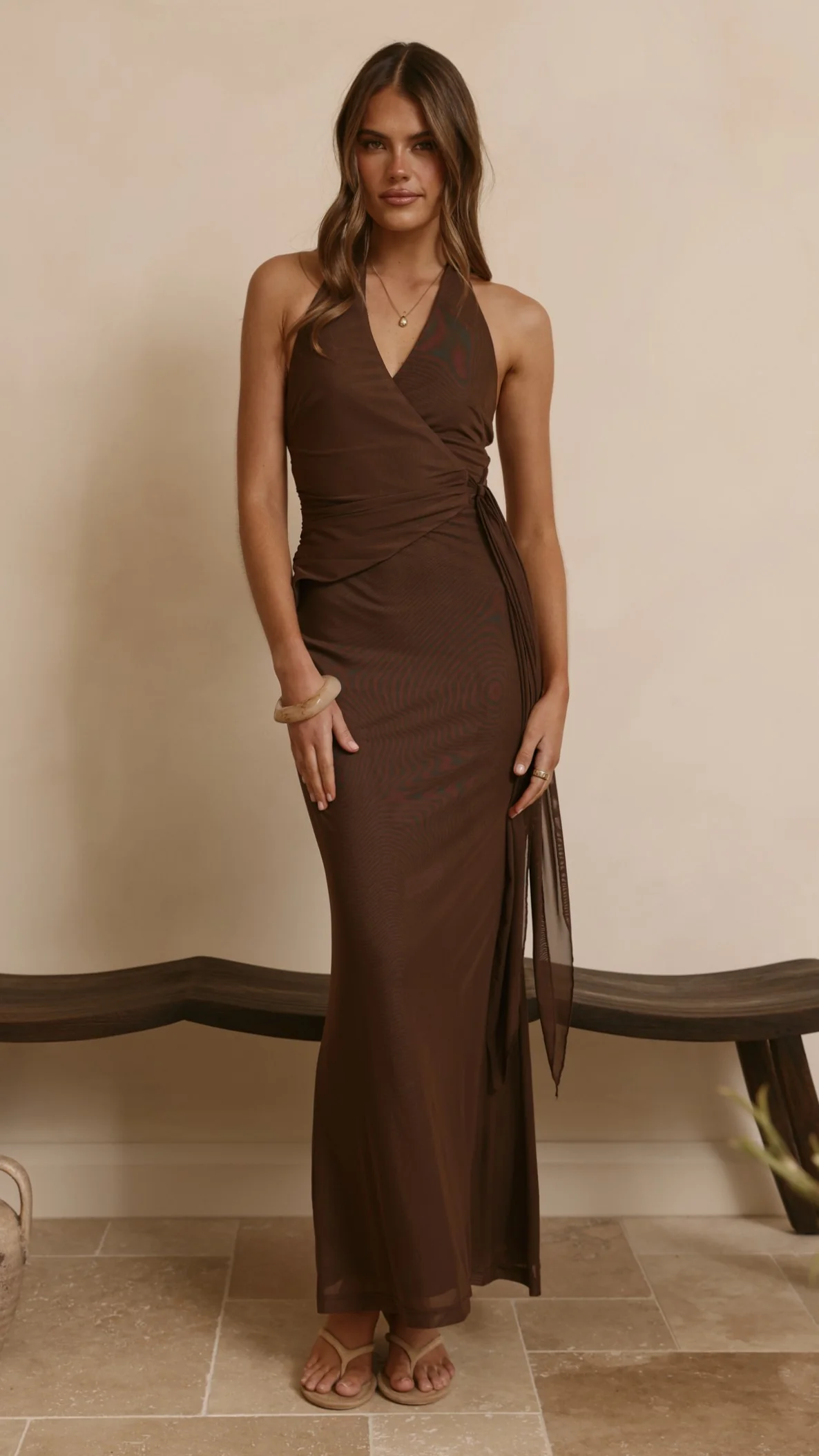 Joslin Maxi Dress - Chocolate - Image 3