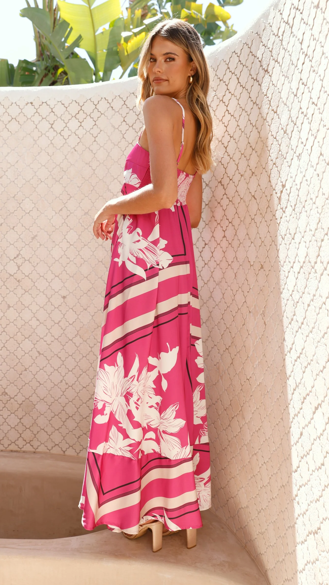 Kaethe Maxi Dress - Hot Pink Print - Image 3