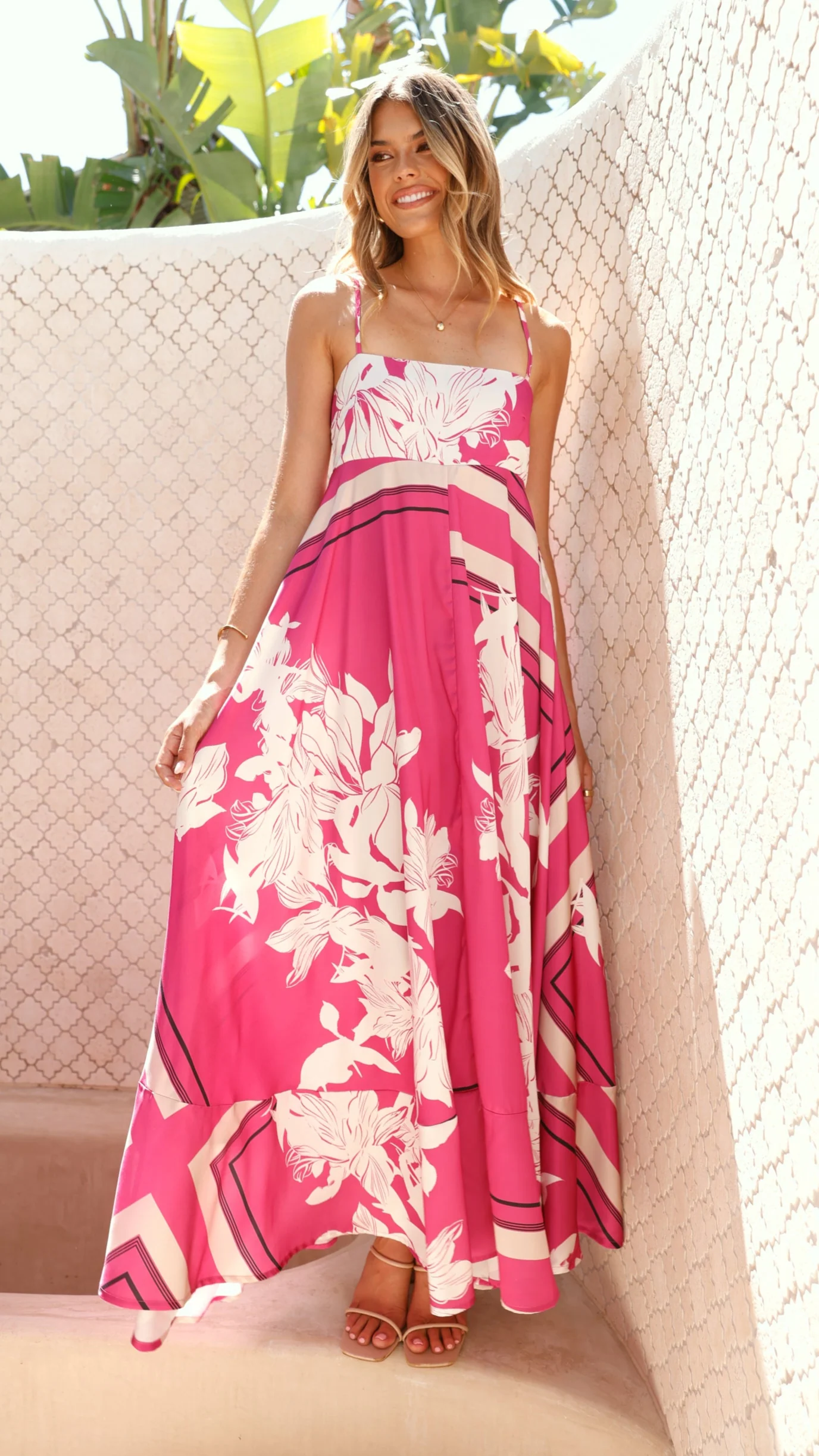 Kaethe Maxi Dress - Hot Pink Print - Image 4