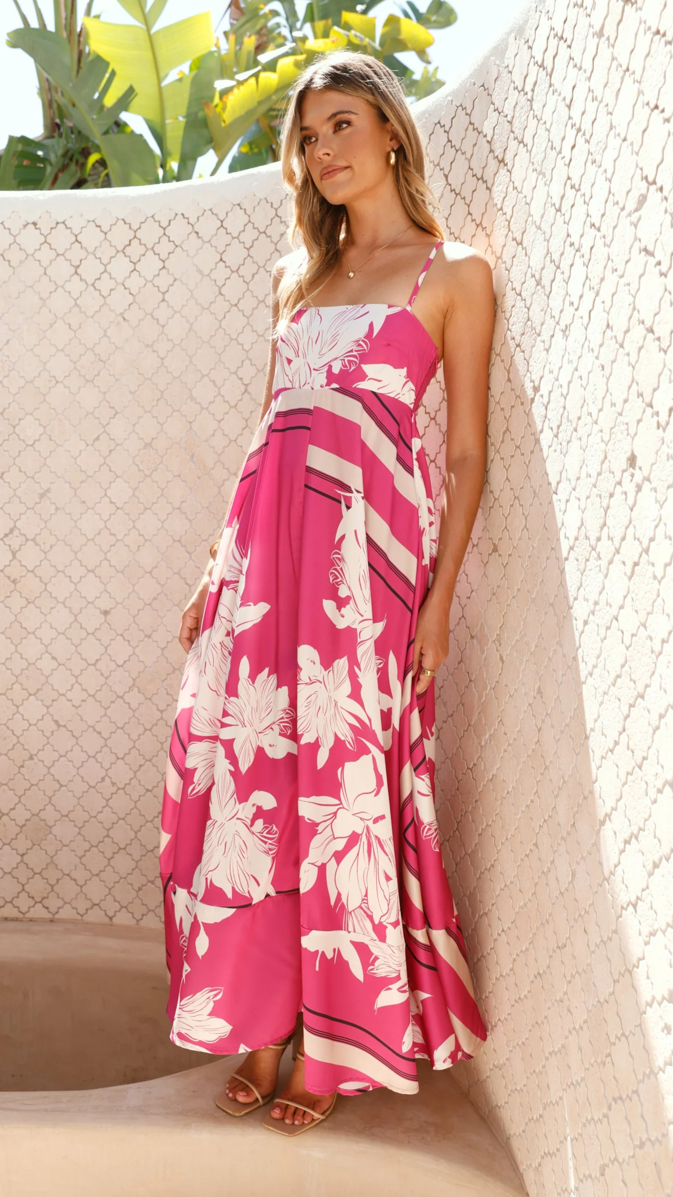 Kaethe Maxi Dress - Hot Pink Print - Image 9
