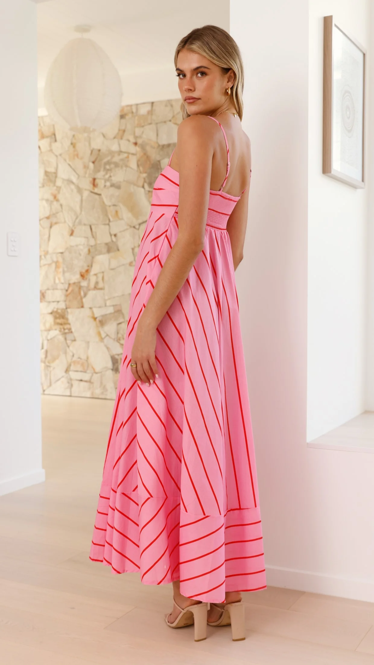 Kaethe Maxi Dress - Pink / Red Stripe - Image 10