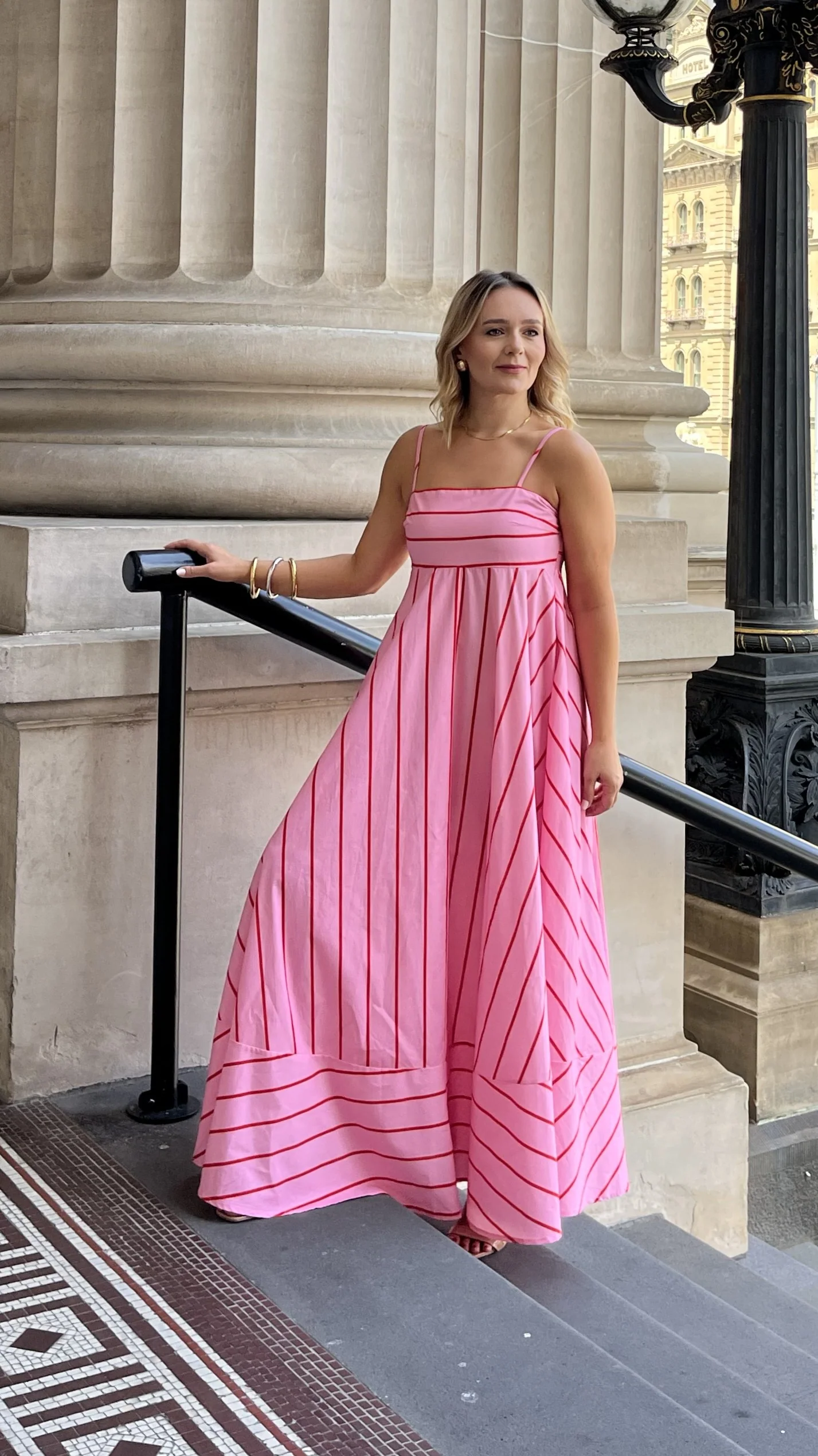 Kaethe Maxi Dress - Pink / Red Stripe - Image 6