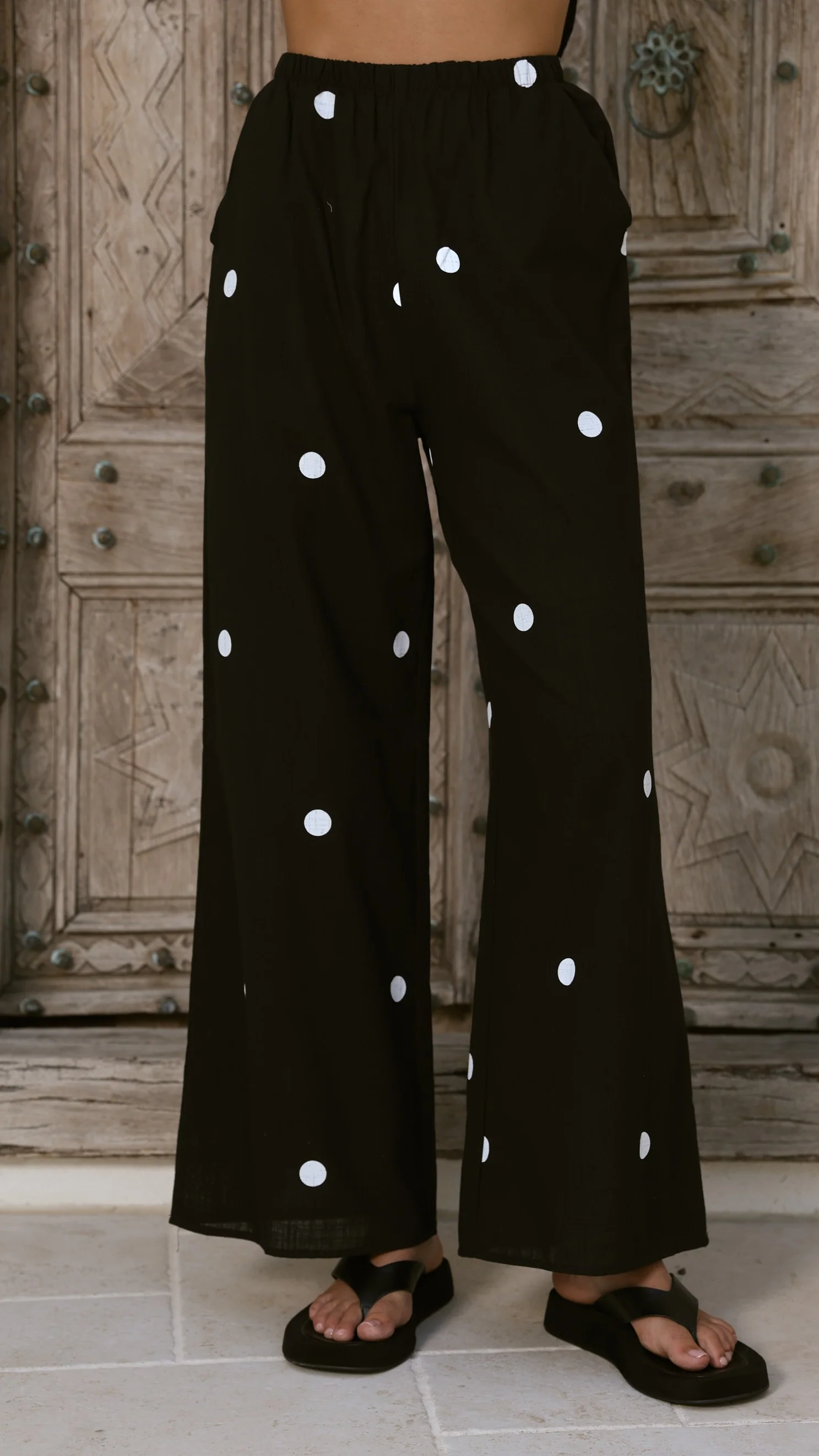 Kailani Strapless Top and Pants Set - Black/White Polka - Image 3
