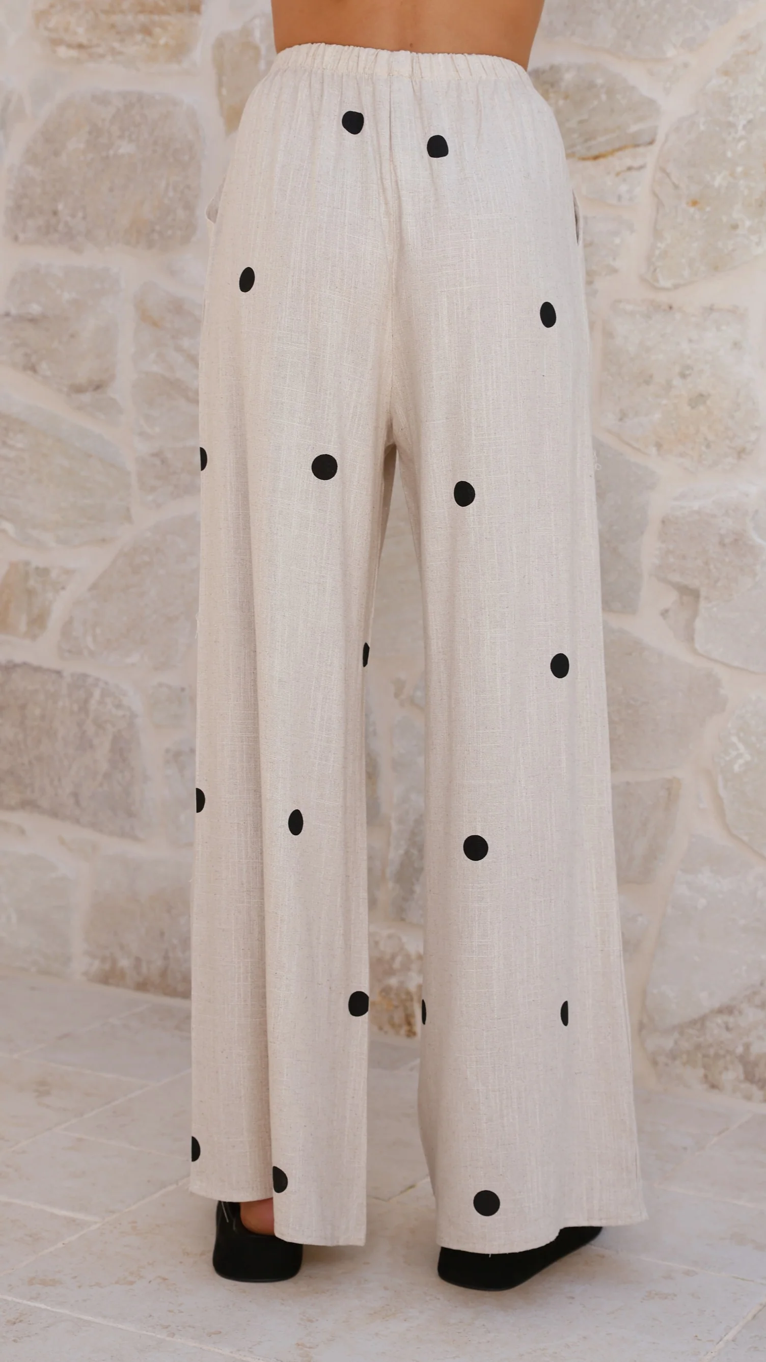 Kailani Strapless Top and Pants Set - Oatmeal / Black Polka Dot - Image 10