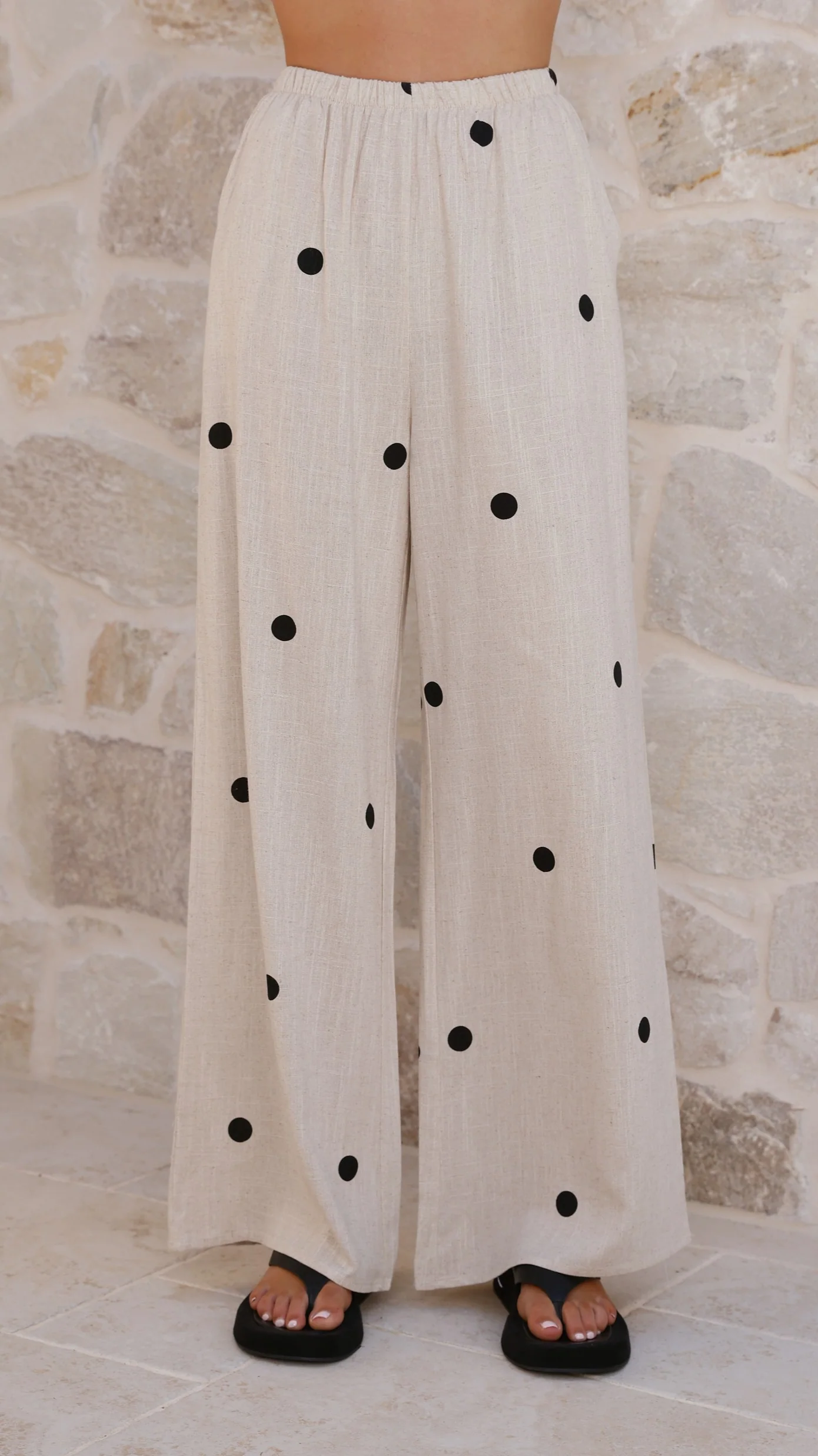 Kailani Strapless Top and Pants Set - Oatmeal / Black Polka Dot - Image 9