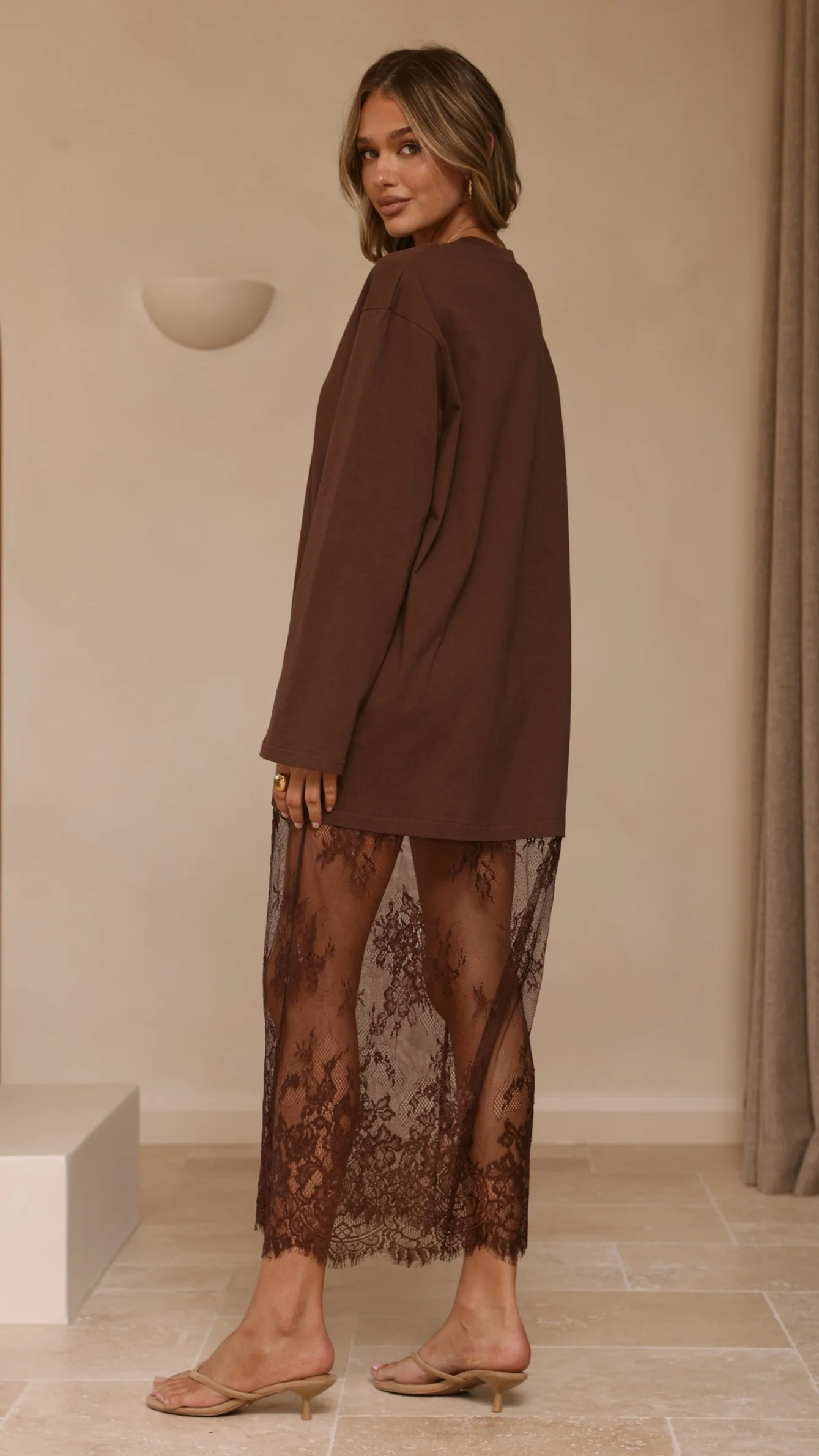 Kailey Lace Maxi Dress - Brown - Image 2