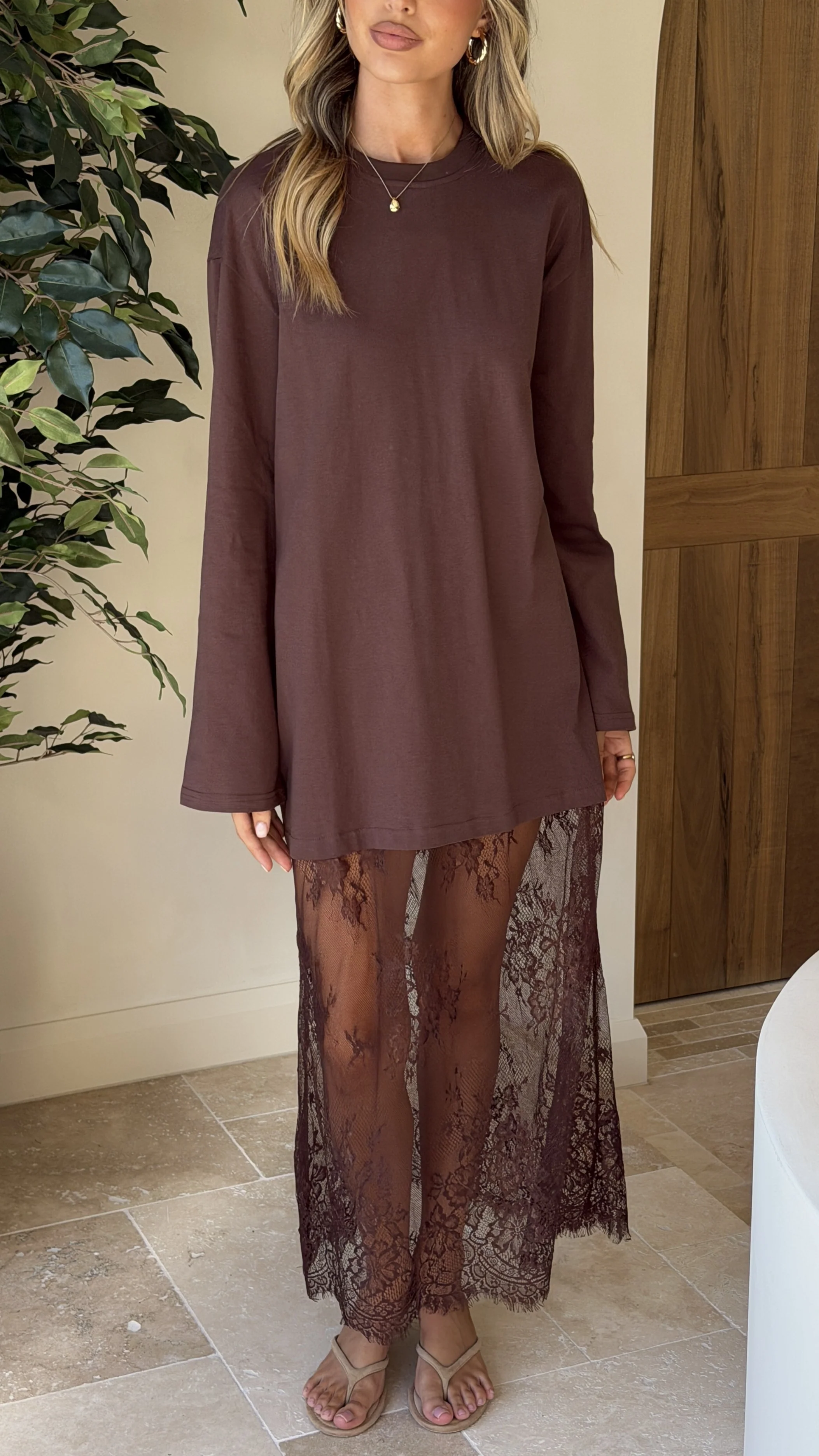 Kailey Lace Maxi Dress - Brown - Image 4