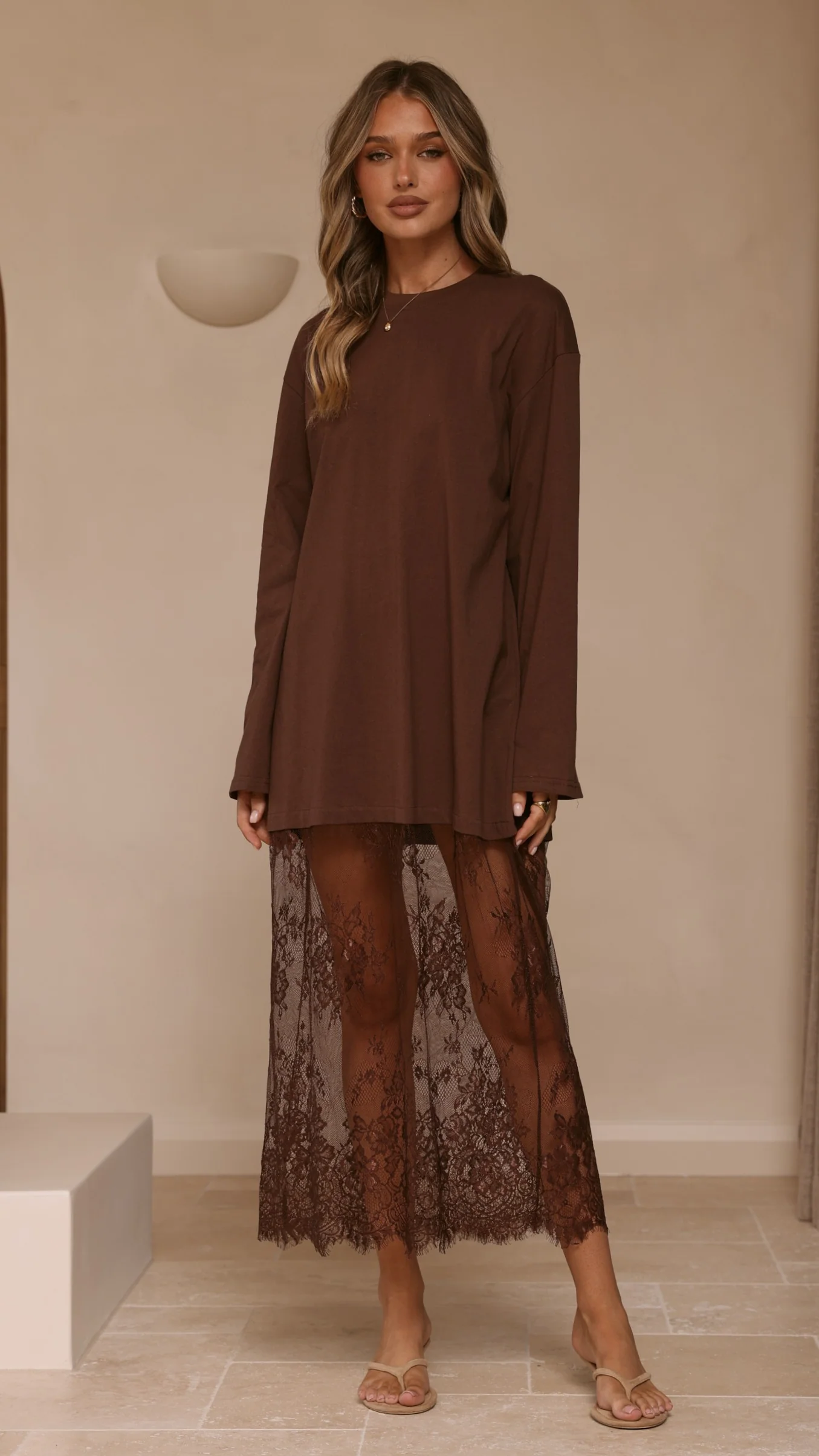 Kailey Lace Maxi Dress - Brown - Image 5