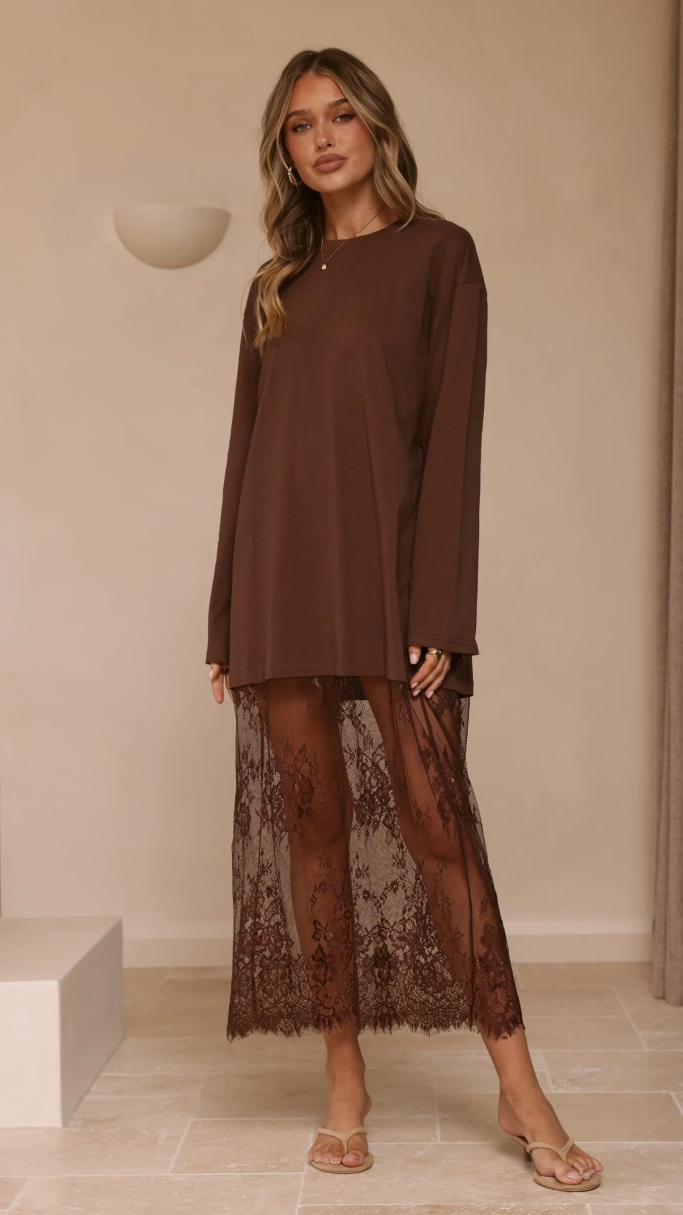 Kailey Lace Maxi Dress - Brown - Image 6