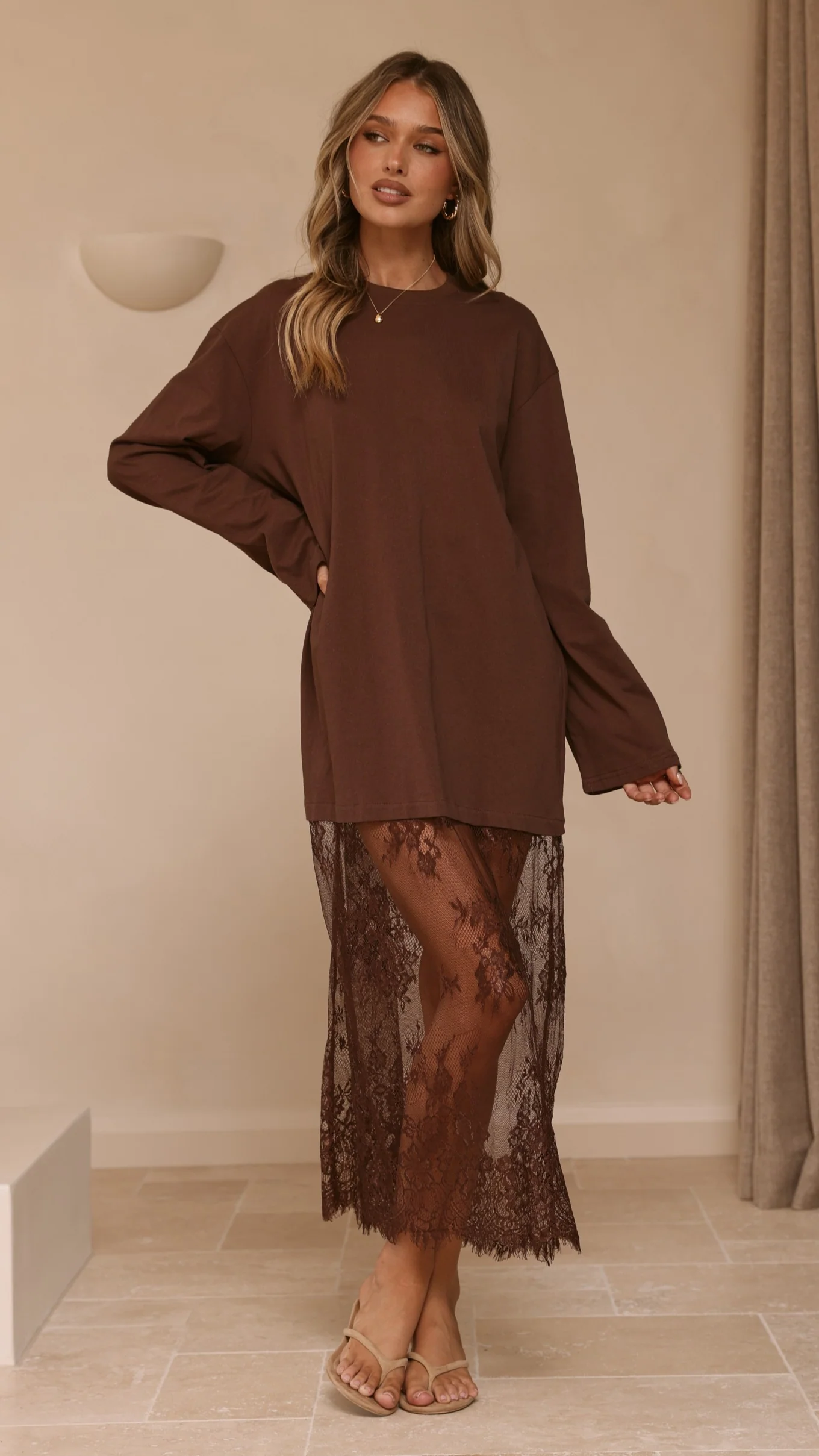 Kailey Lace Maxi Dress - Brown - Image 7