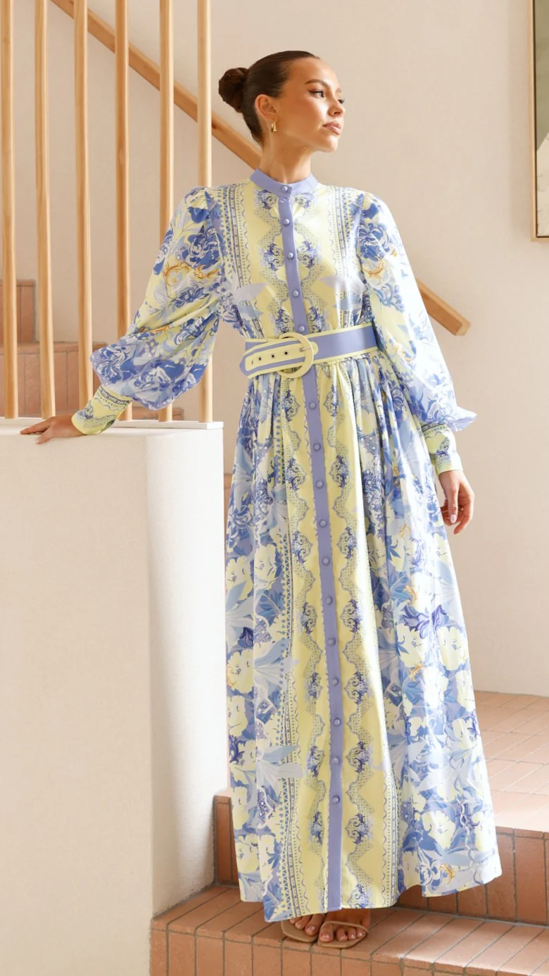 Kalliope Maxi Dress - Blue/Yellow - Image 18