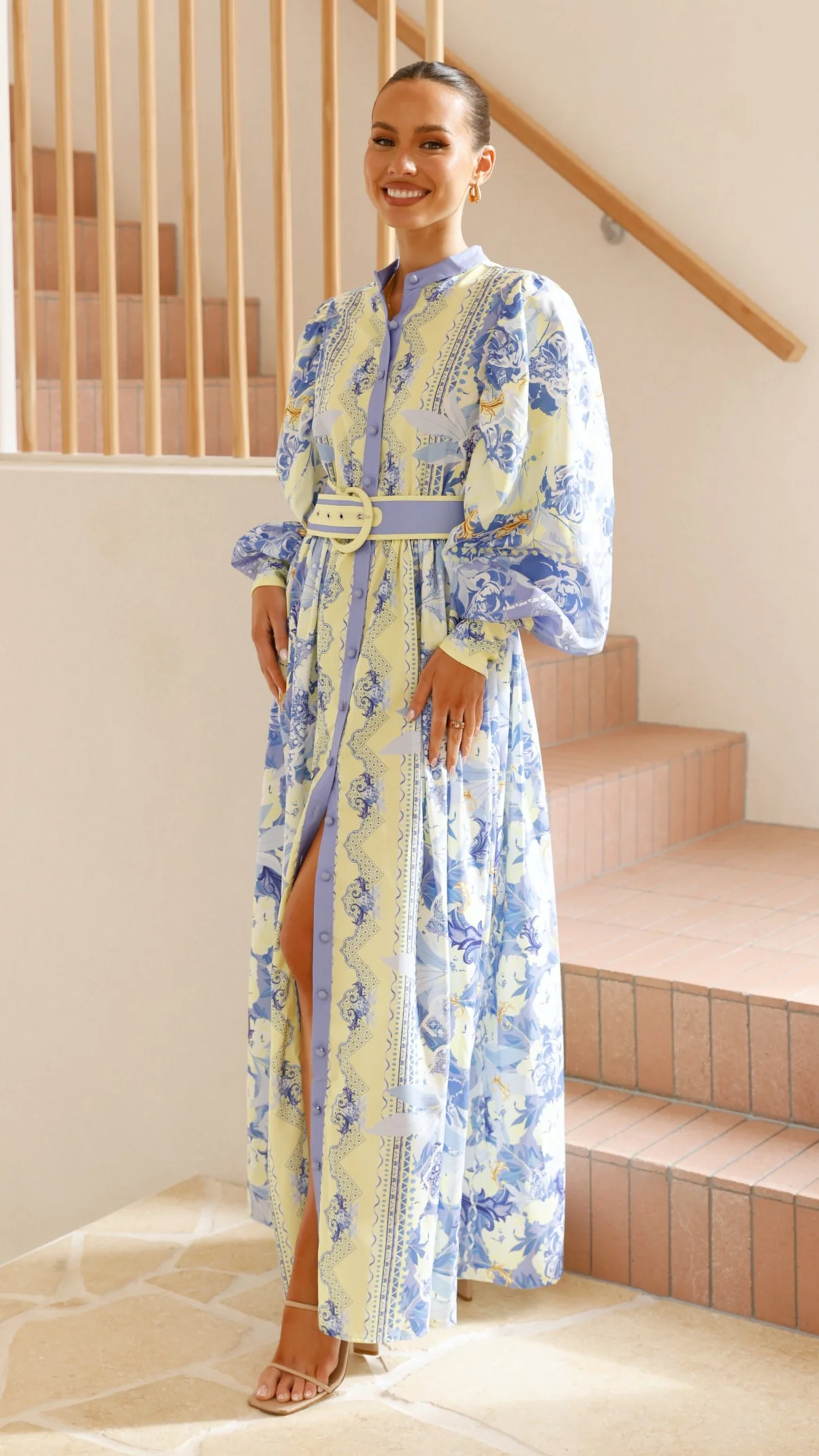 Kalliope Maxi Dress - Blue/Yellow - Image 9