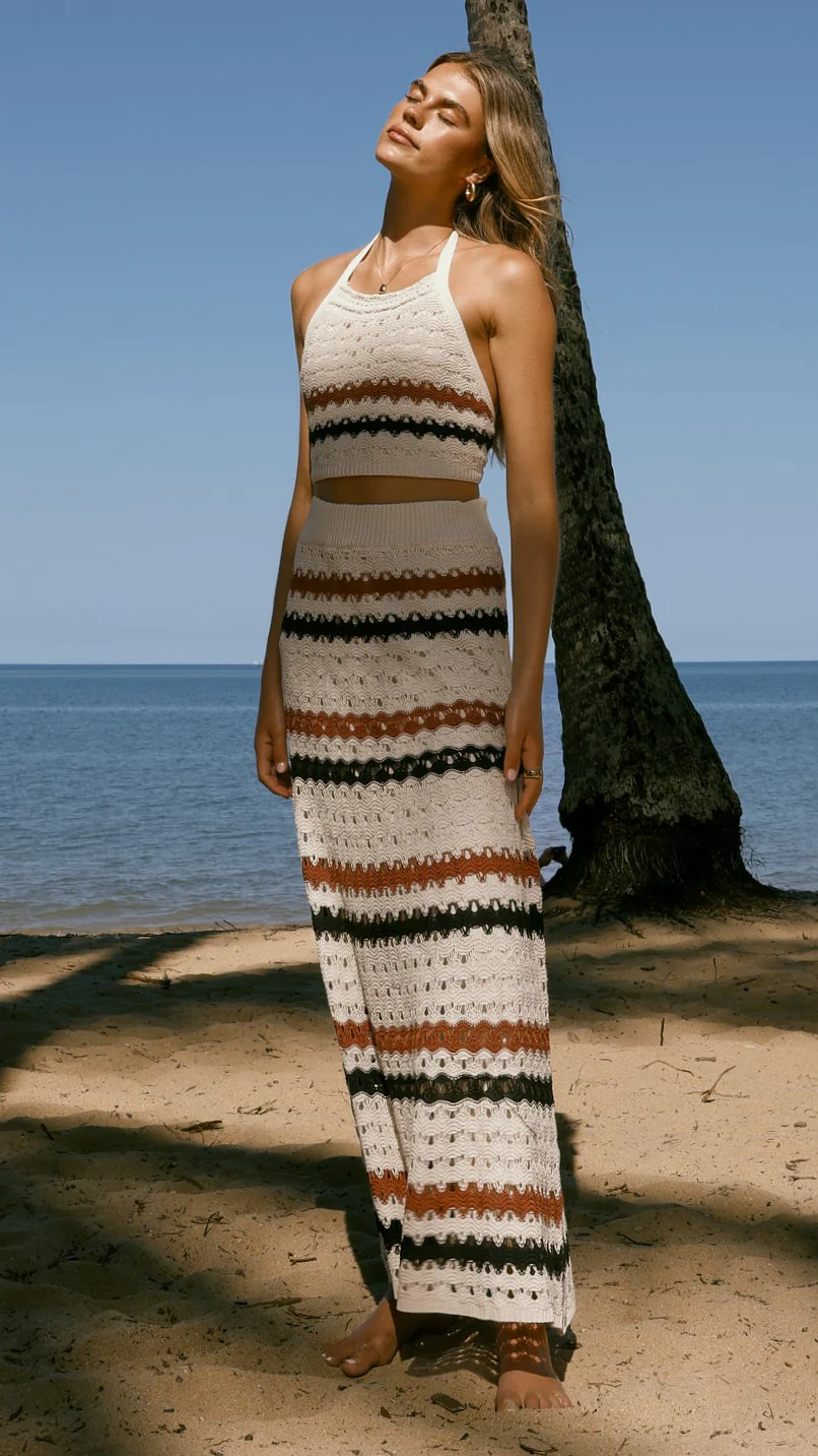 Kamali Maxi Skirt - Natural Stripe - Image 6