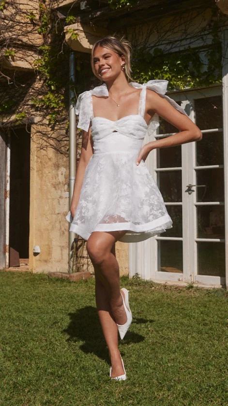 Karis Mini Dress - White - Image 10