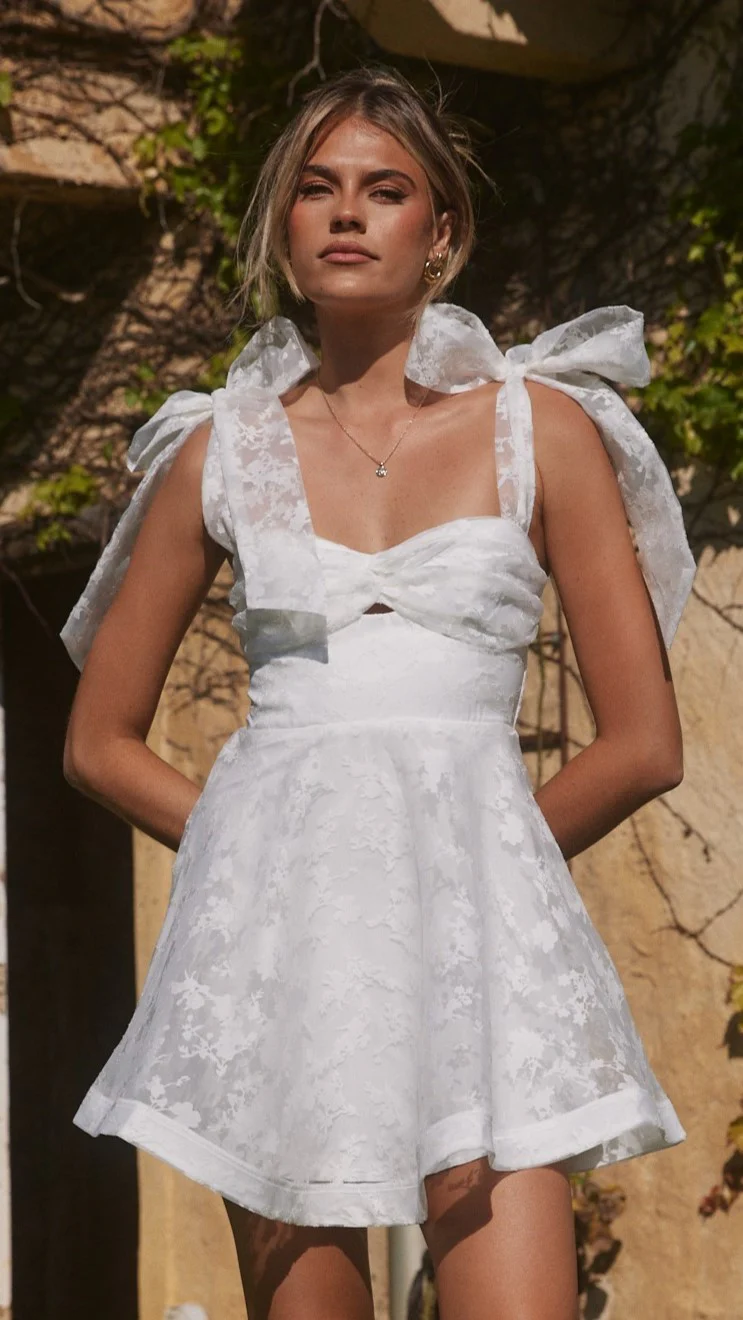 Karis Mini Dress - White - Image 19