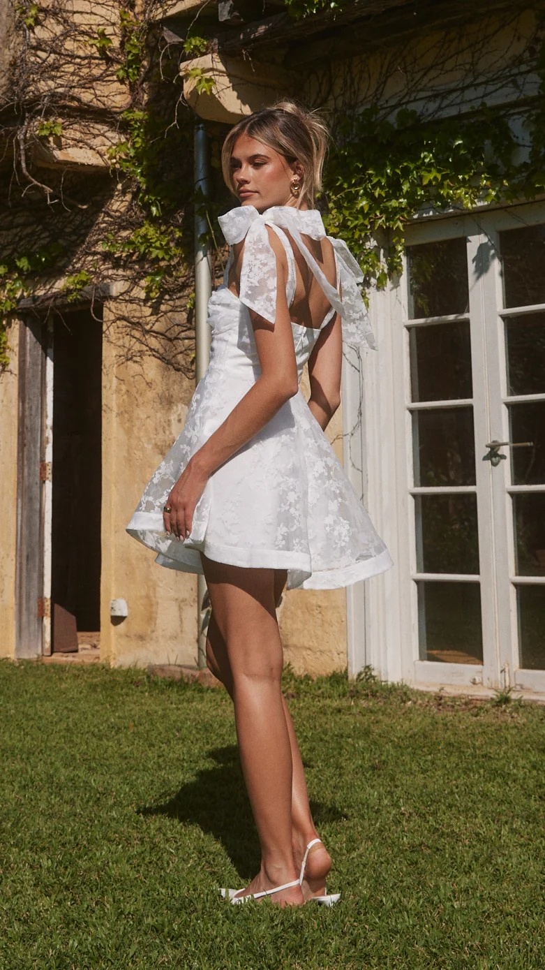 Karis Mini Dress - White - Image 5