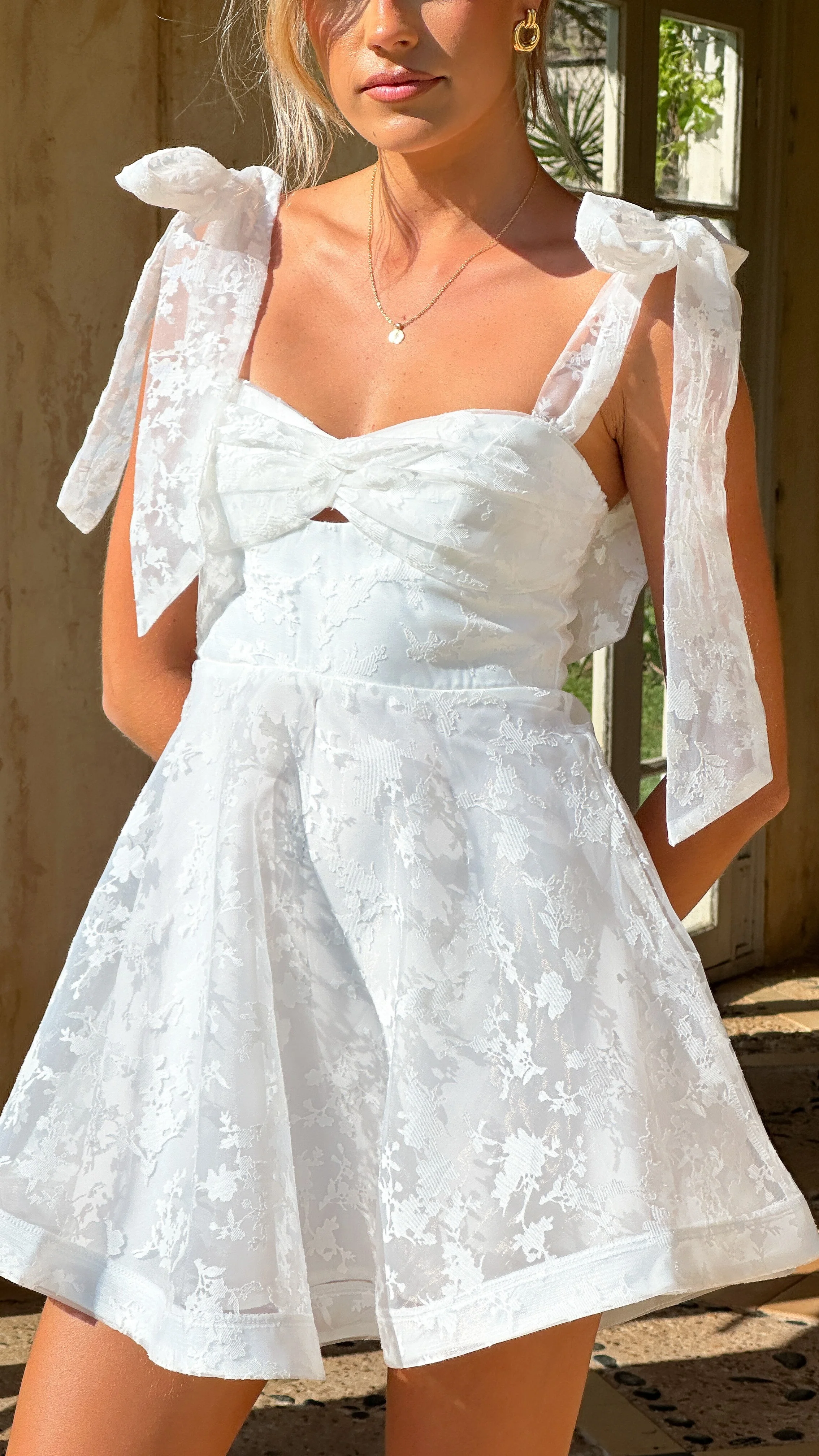 Karis Mini Dress - White - Image 8