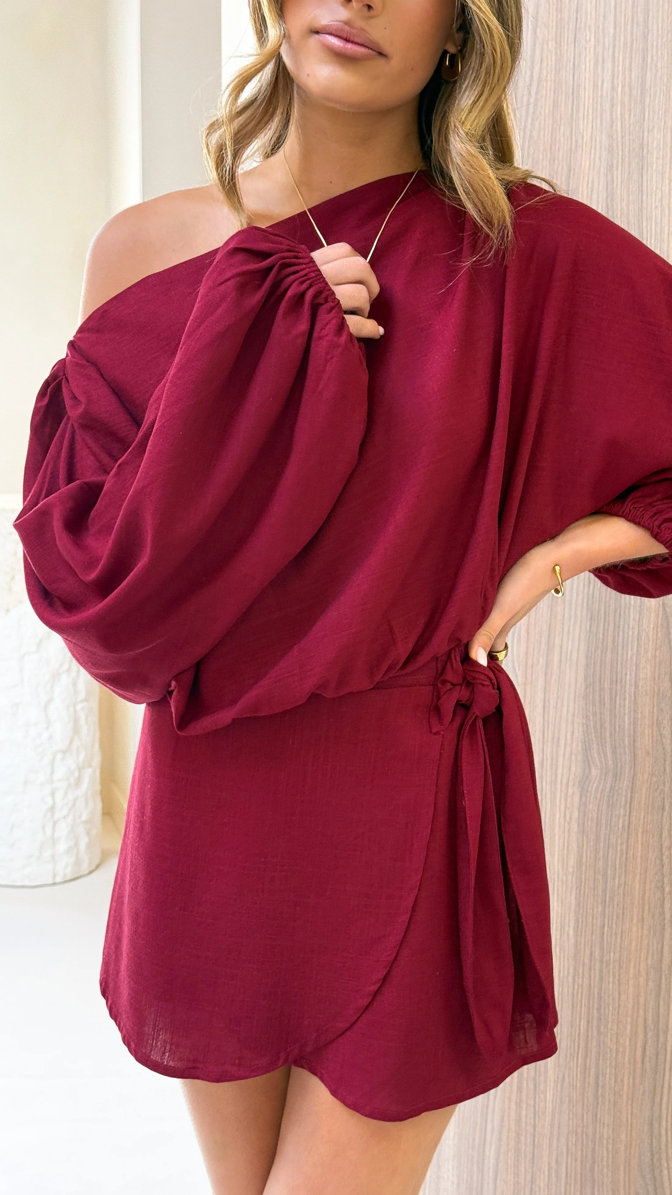 Katara Off Shoulder Top - Burgundy - Image 9