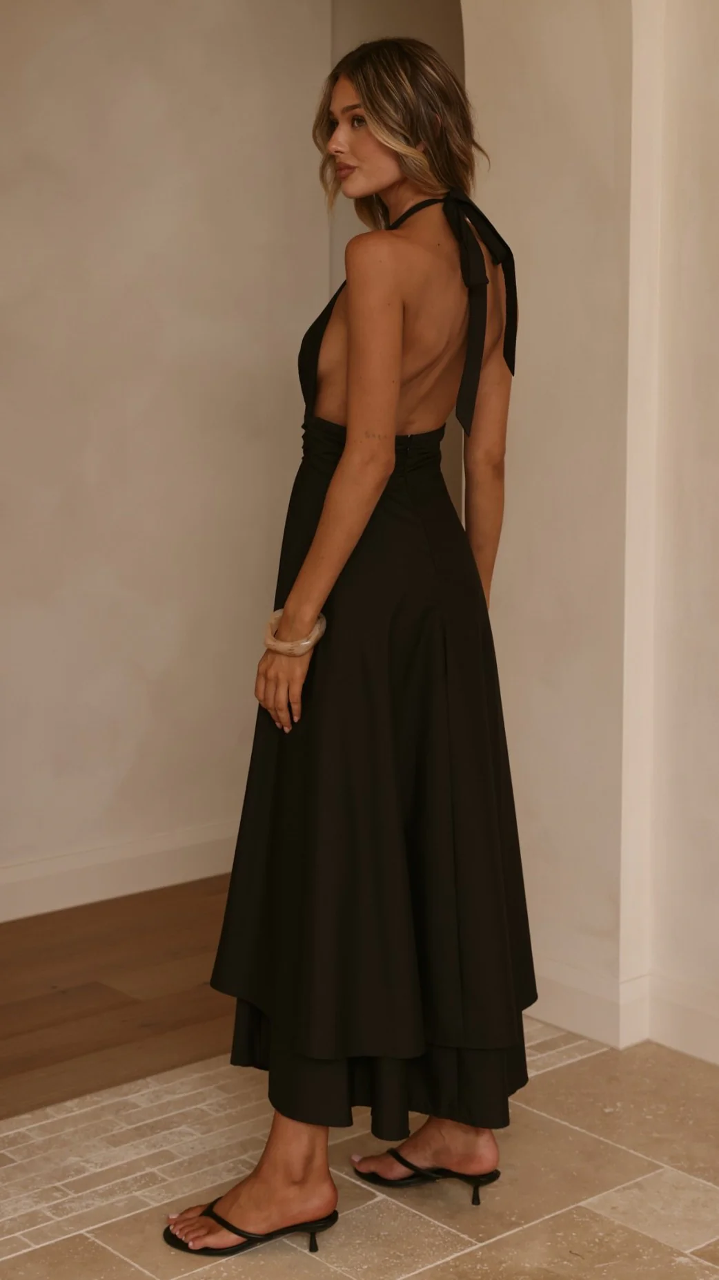 Kathy Halter Neck Maxi Dress - Black - Image 2