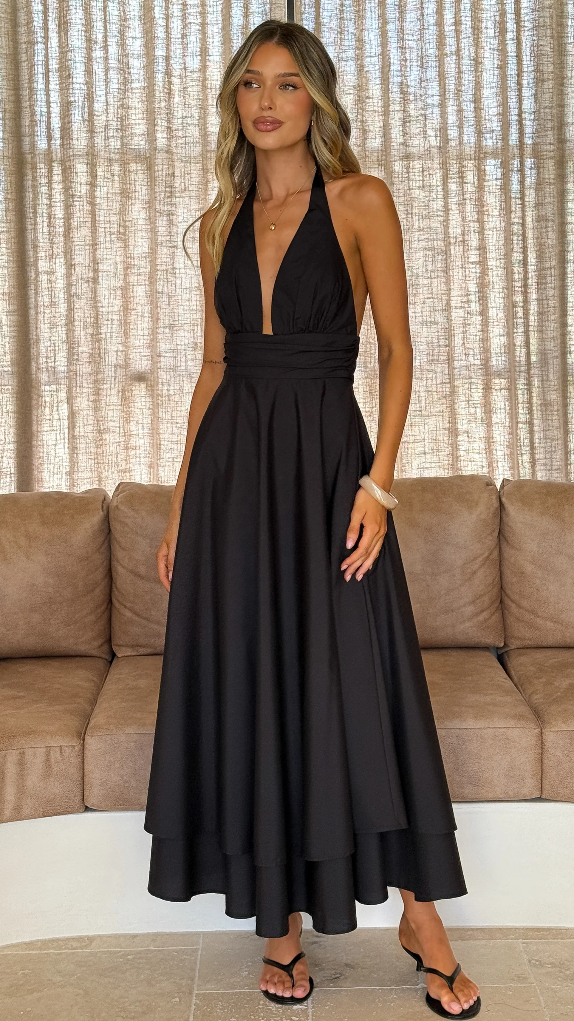 Kathy Halter Neck Maxi Dress - Black - Image 5