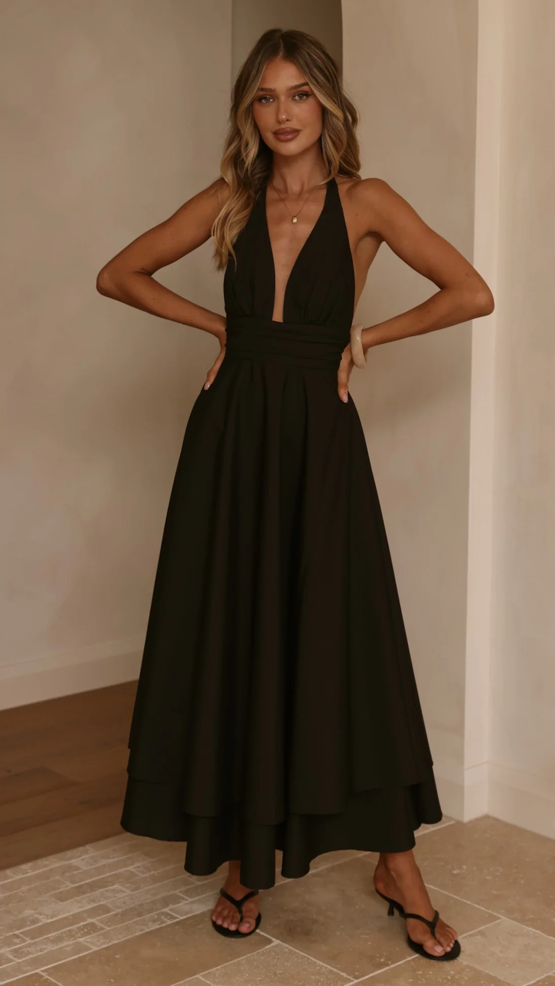 Kathy Halter Neck Maxi Dress - Black - Image 6
