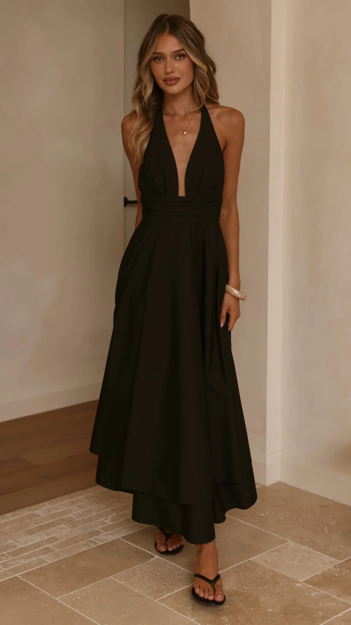 Kathy Halter Neck Maxi Dress - Black - Image 7