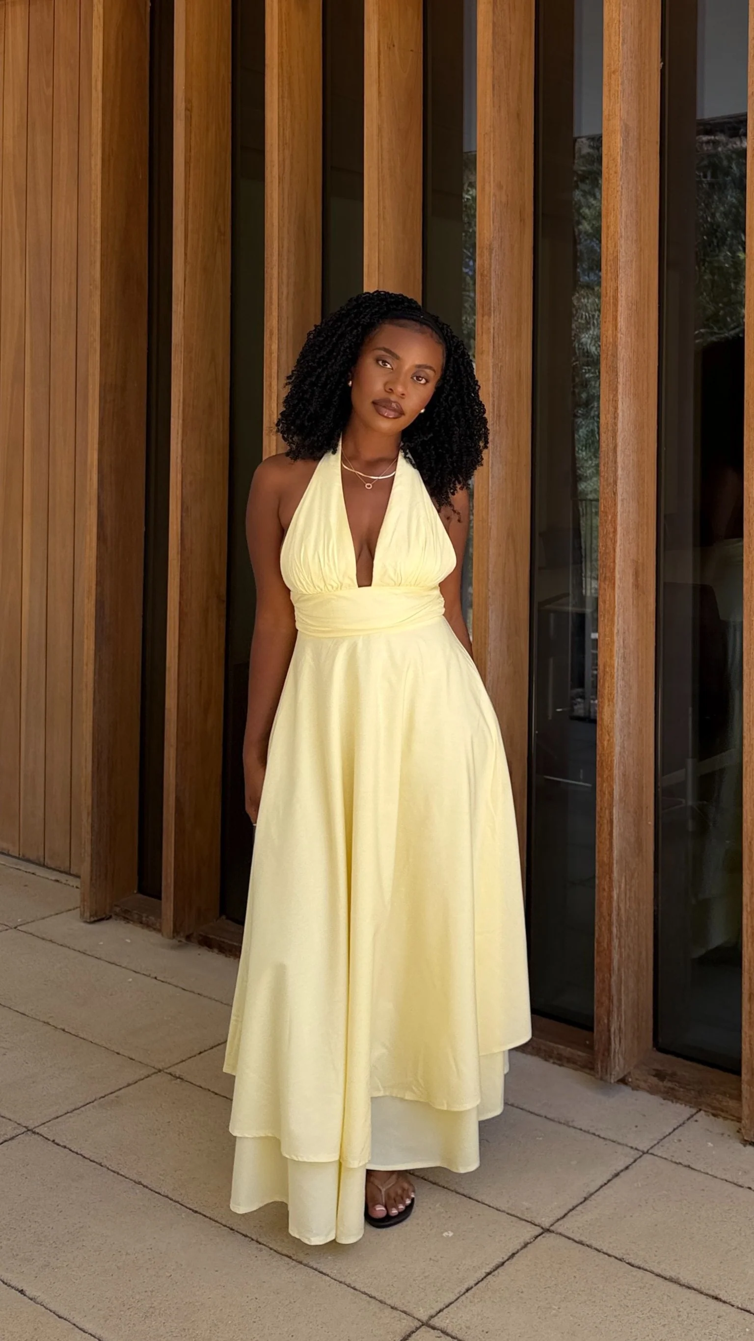 Kathy Halter Neck Maxi Dress - Lemon - Image 12