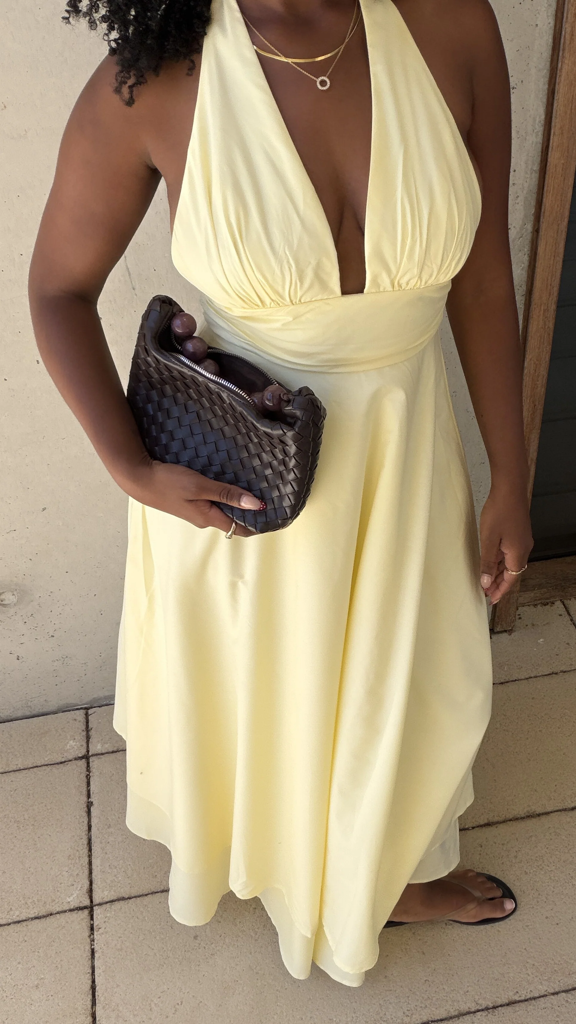 Kathy Halter Neck Maxi Dress - Lemon - Image 13
