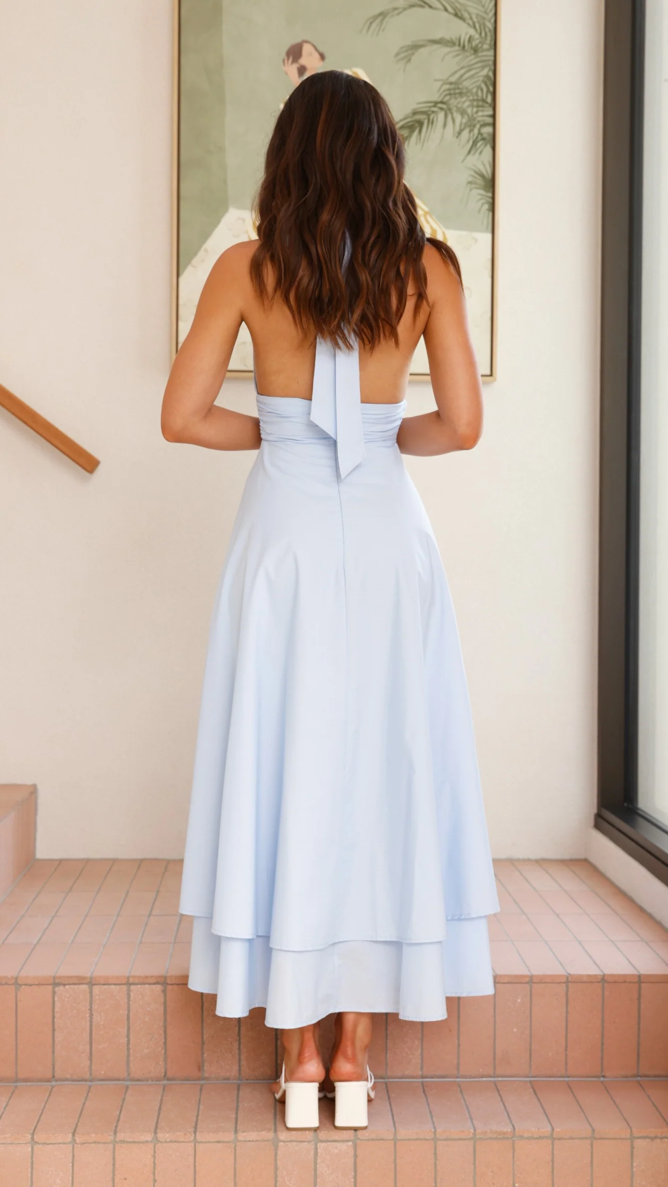 Kathy Halter Neck Maxi Dress - Light Blue - Image 10