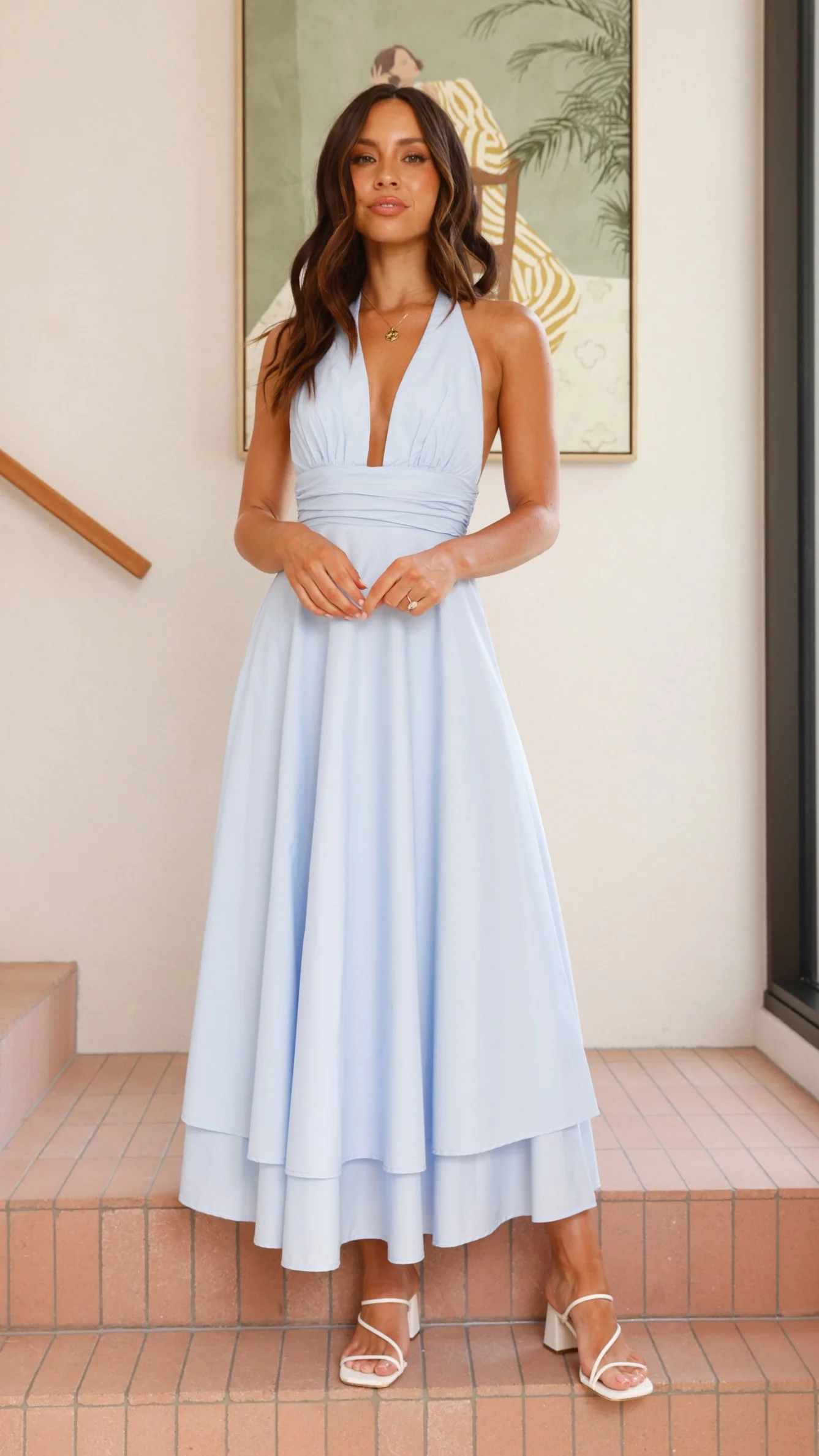 Kathy Halter Neck Maxi Dress - Light Blue - Image 13