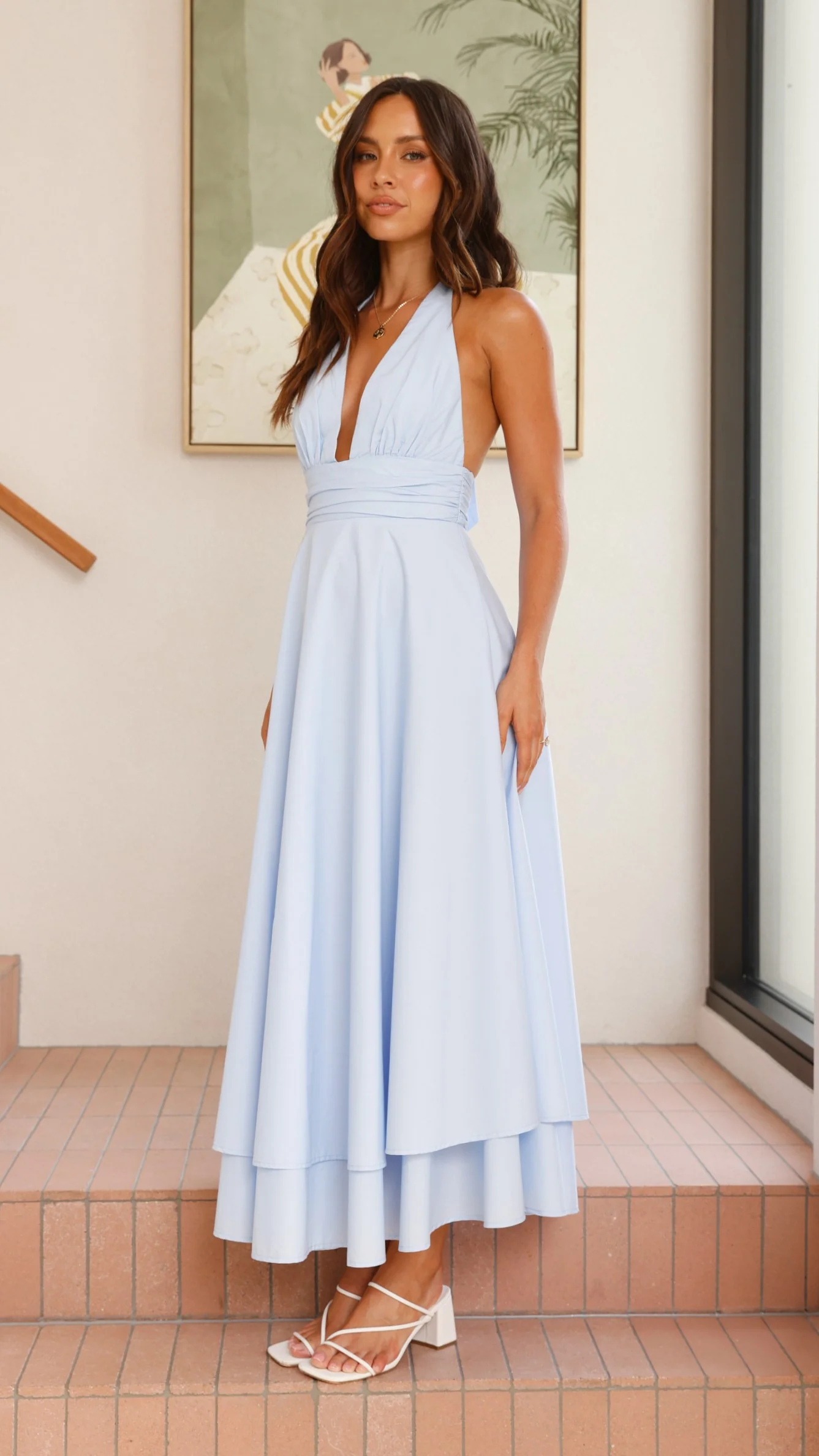Kathy Halter Neck Maxi Dress - Light Blue - Image 14
