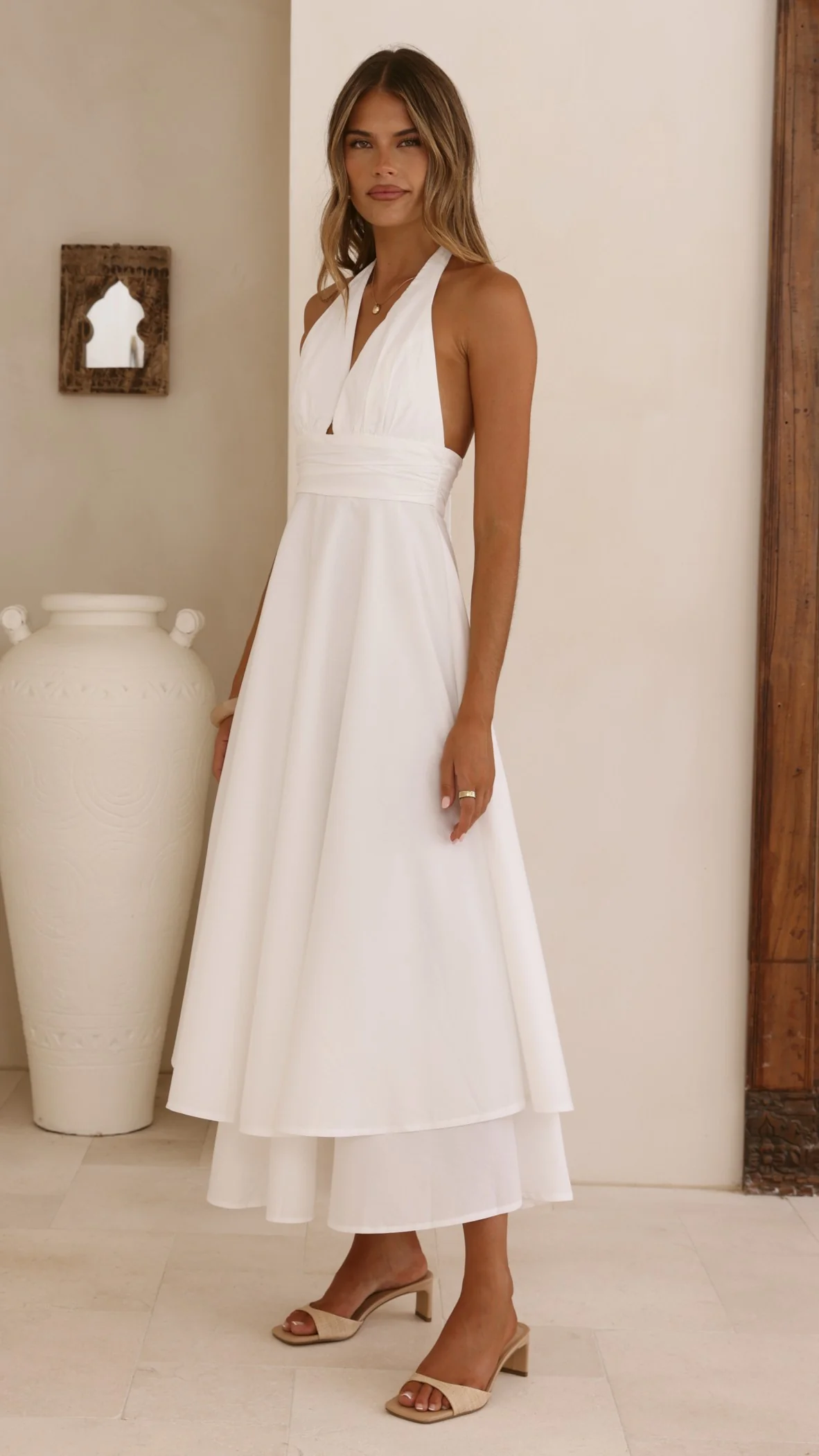 Kathy Halter Neck Maxi Dress - White - Image 10