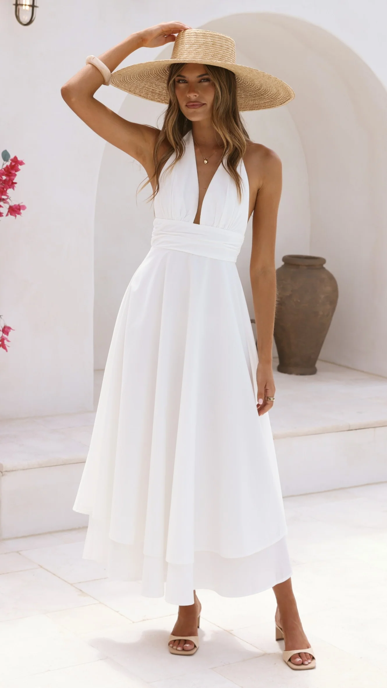 Kathy Halter Neck Maxi Dress - White - Image 12