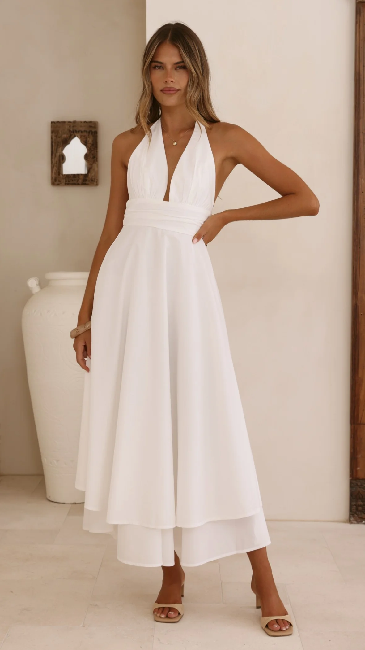 Kathy Halter Neck Maxi Dress - White - Image 7