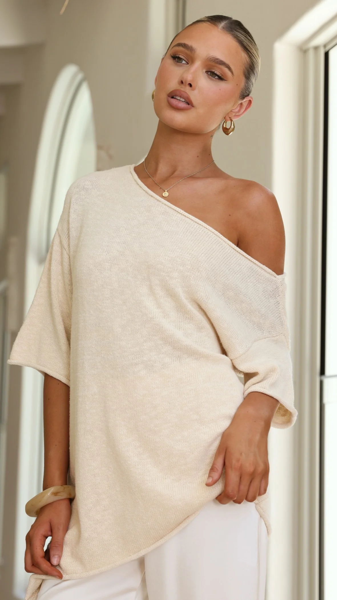 Keisha Off The Shoulder Top - Natural - Image 9