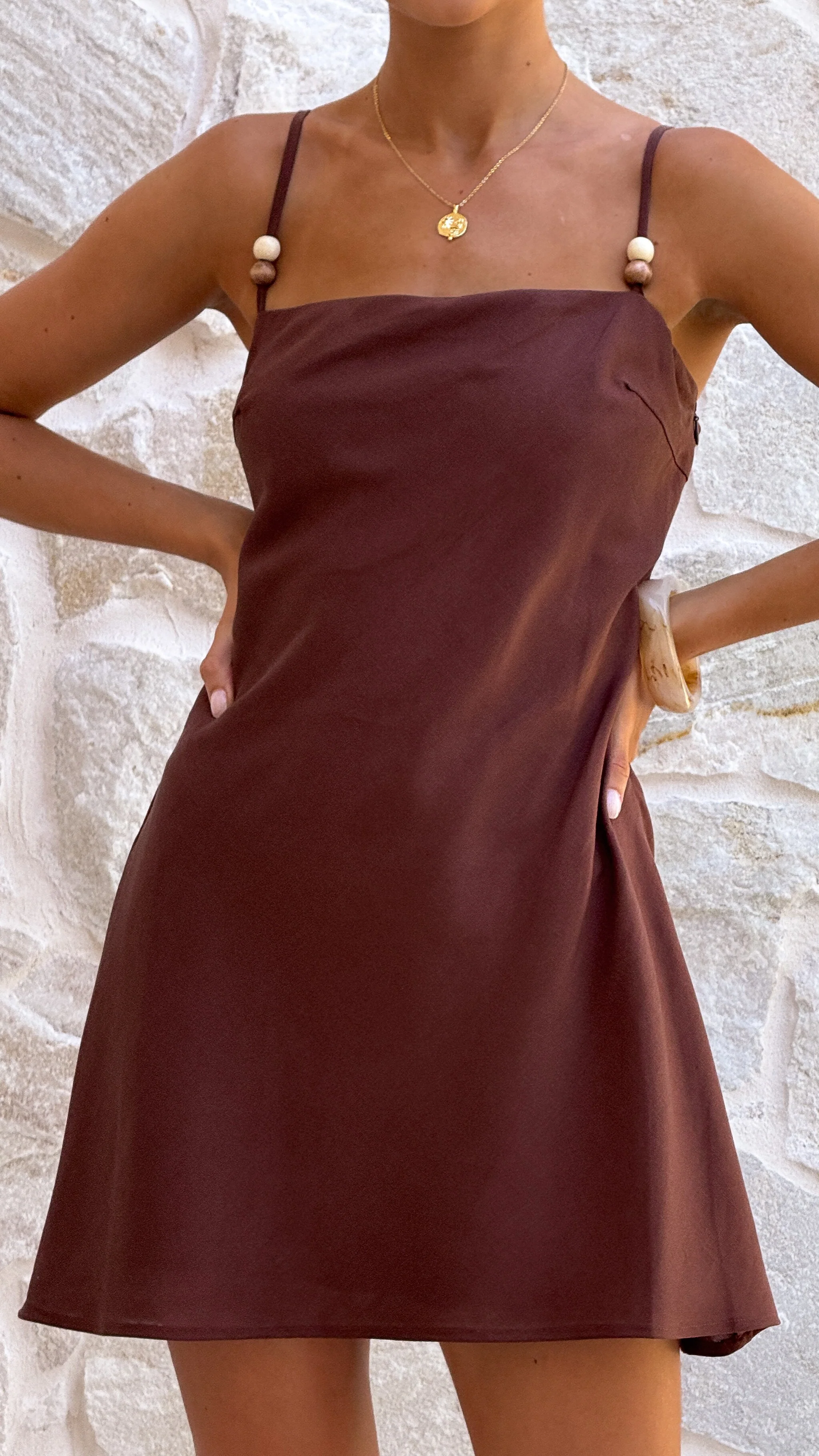 Kelsea Mini Dress - Chocolate - Image 3