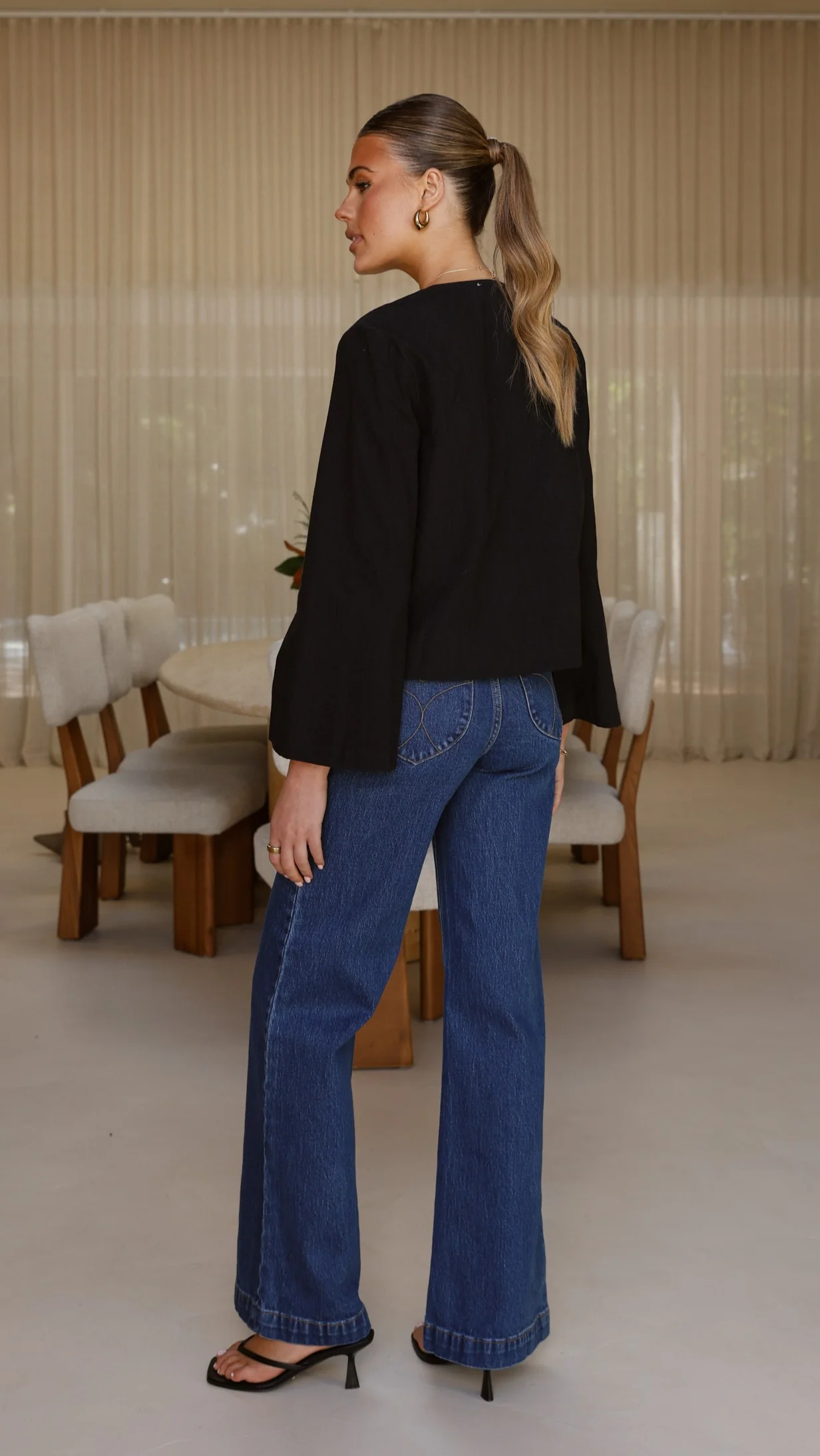 Kiera Tie Front Top - Black - Image 3