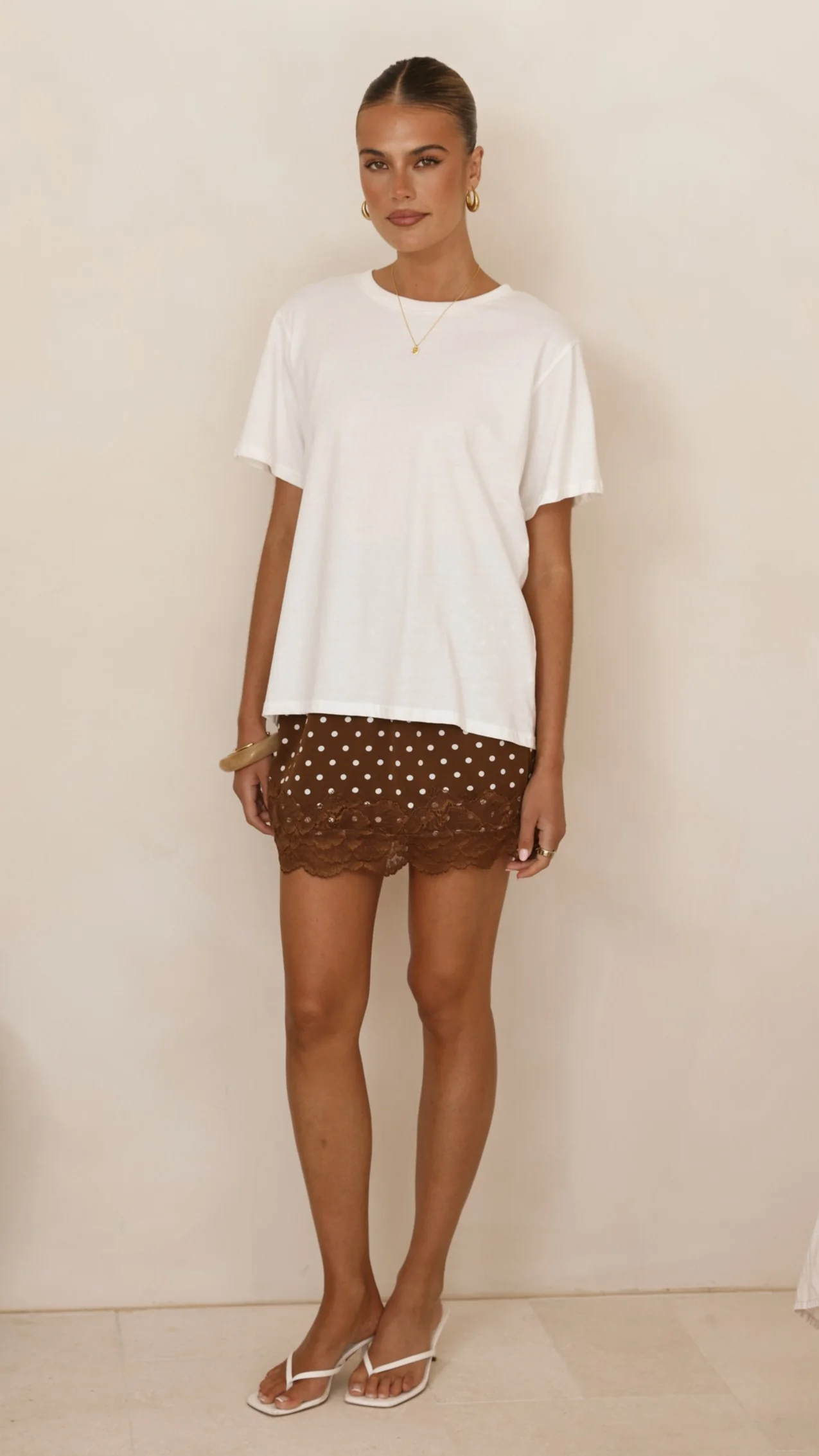 Kiki Lace Mini Skirt - Chocolate Polka - Image 7