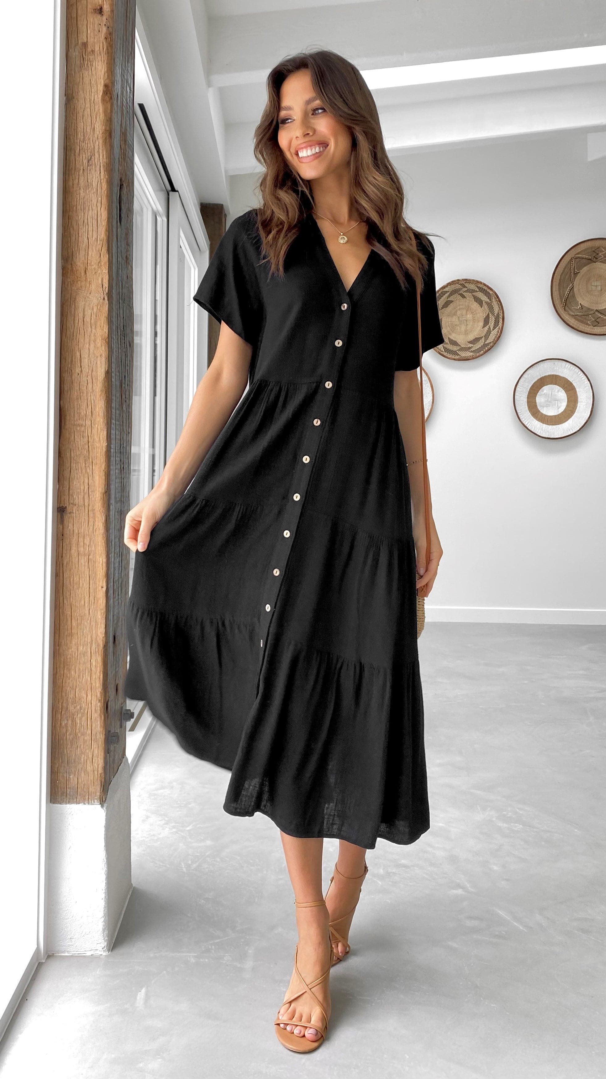 Kimberly Midi Dress - Black - Image 5