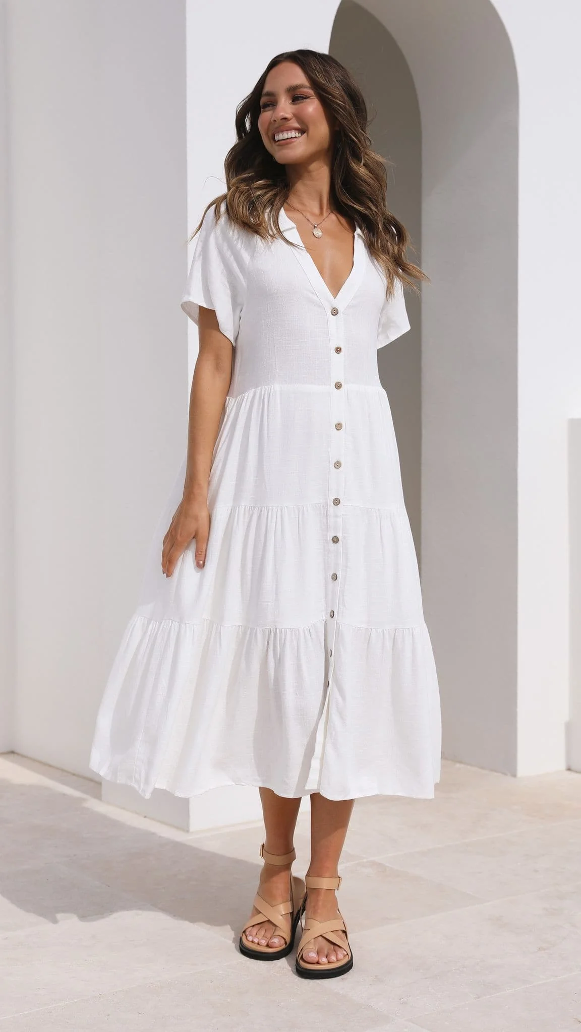 Kimberly Midi Dress - White - Image 3